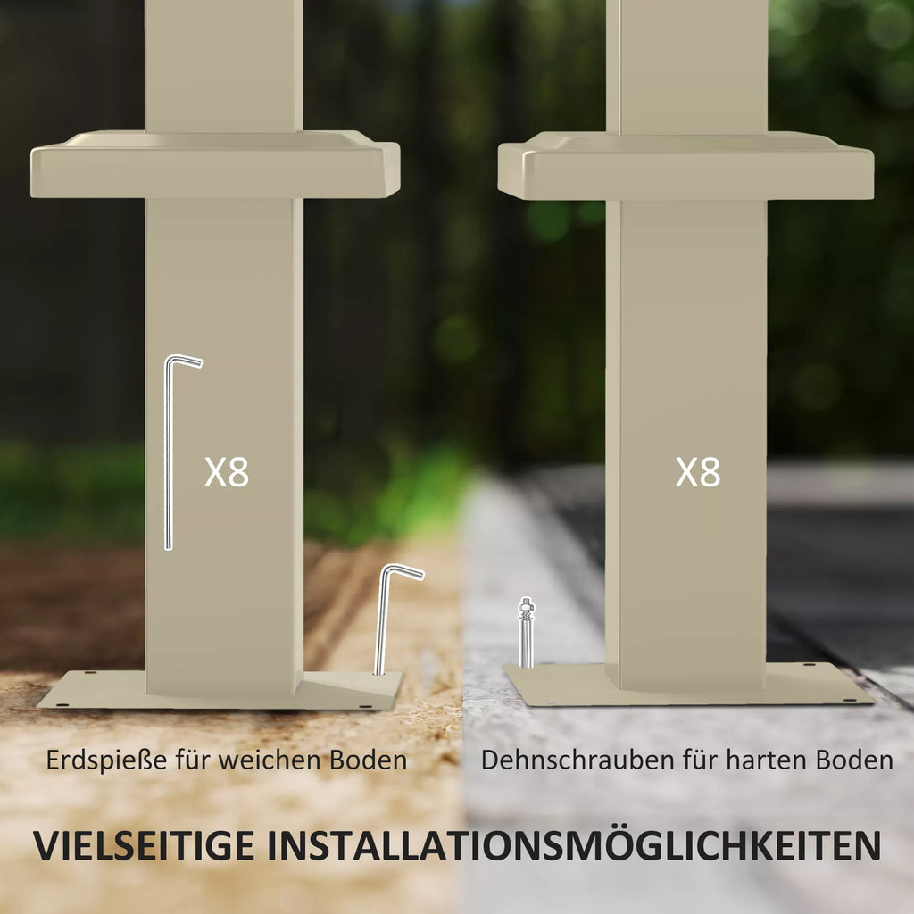 3 x 3 m sodo pergola su ištraukiamu stogu, paviljonas, baldakimas šešėliui, UPF30+, chaki