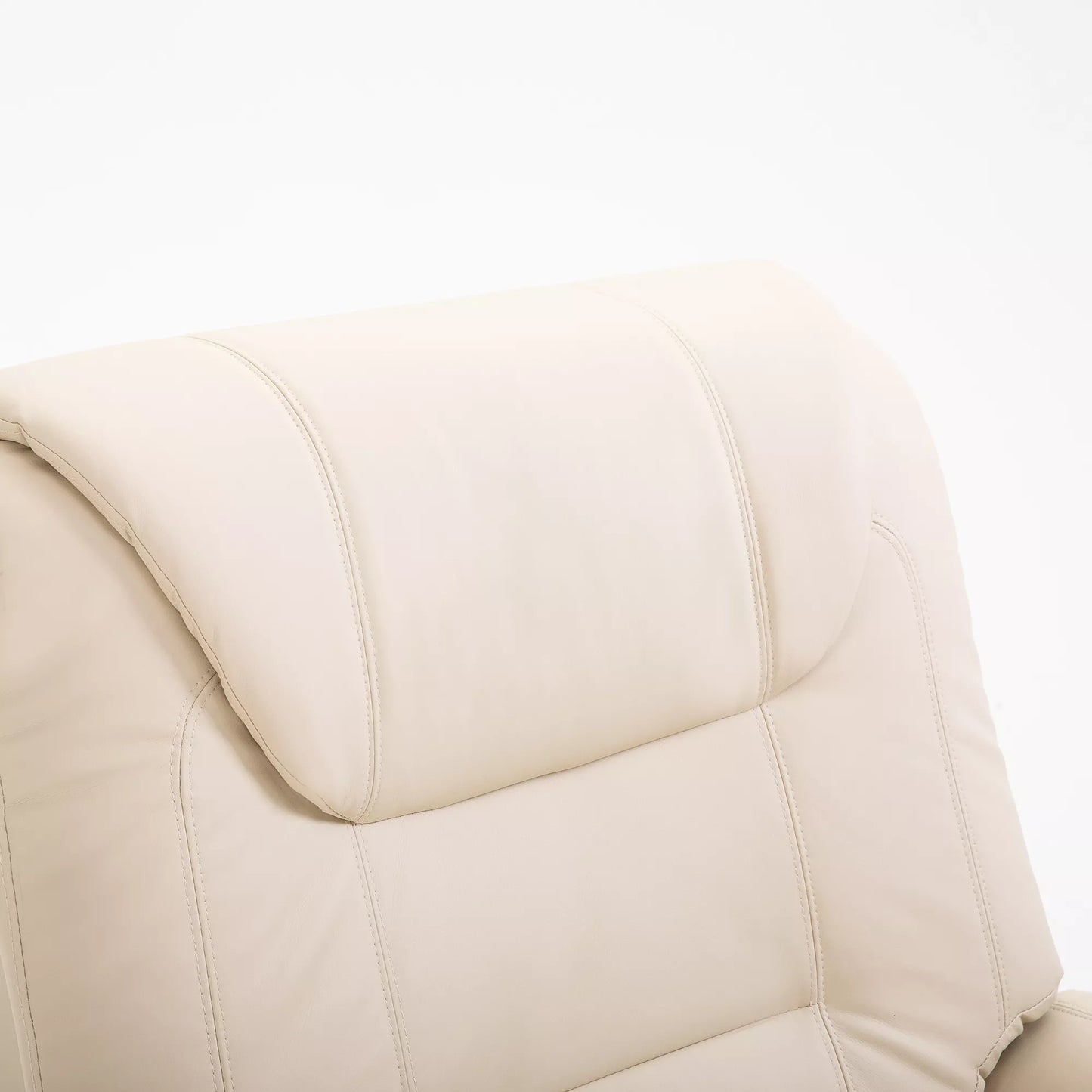 HOMCOM Masažinė kėdė su pagalba atsistojant, 8 vibravimo taškai, šildymo funkcija, pėdų atrama, kreminė