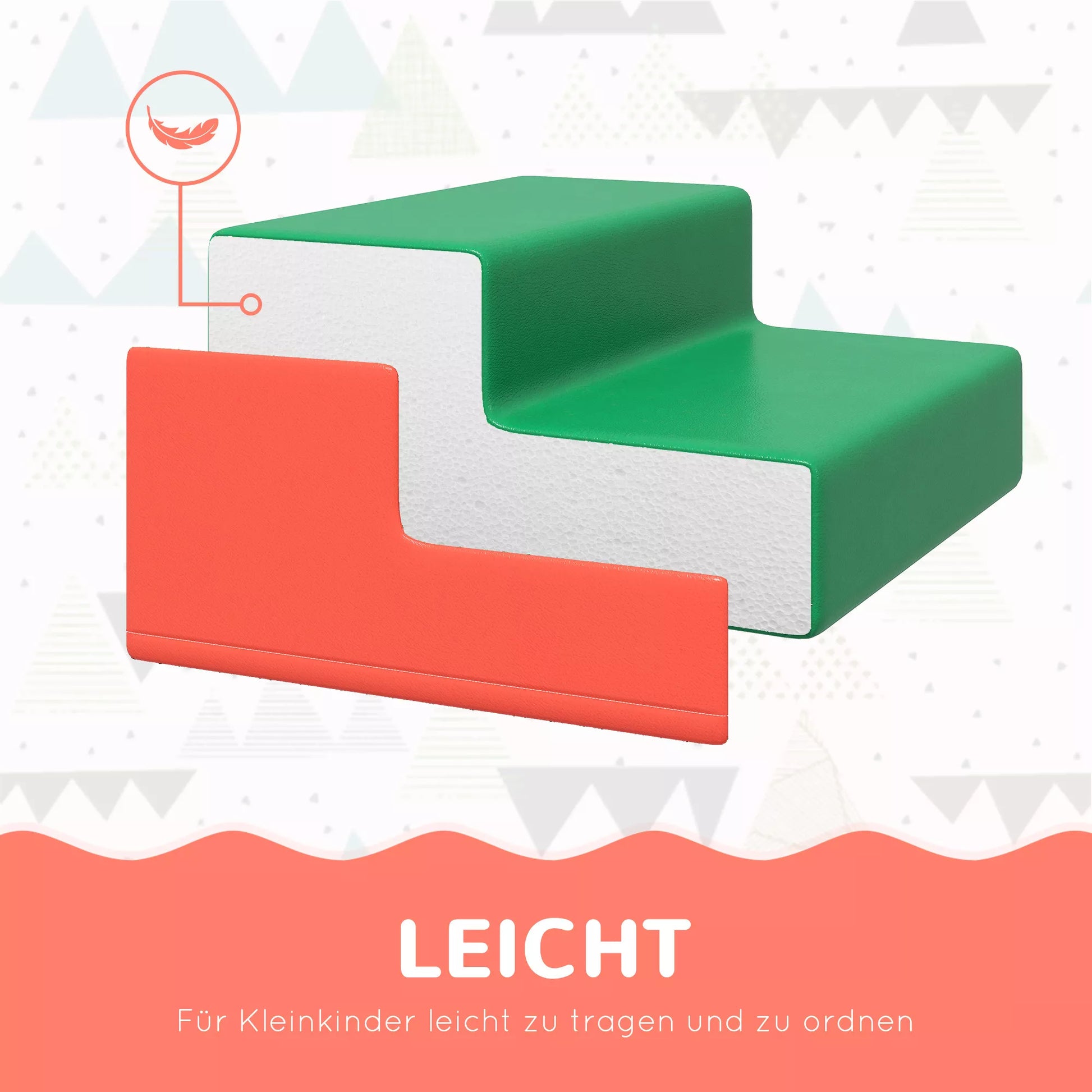 4 dalių minkštų blokelių rinkinys laipiojimui ir čiuožinėjimui, su dirbtinės odos užvalkalu, 1–3 metų vaikams, daugiaspalvis