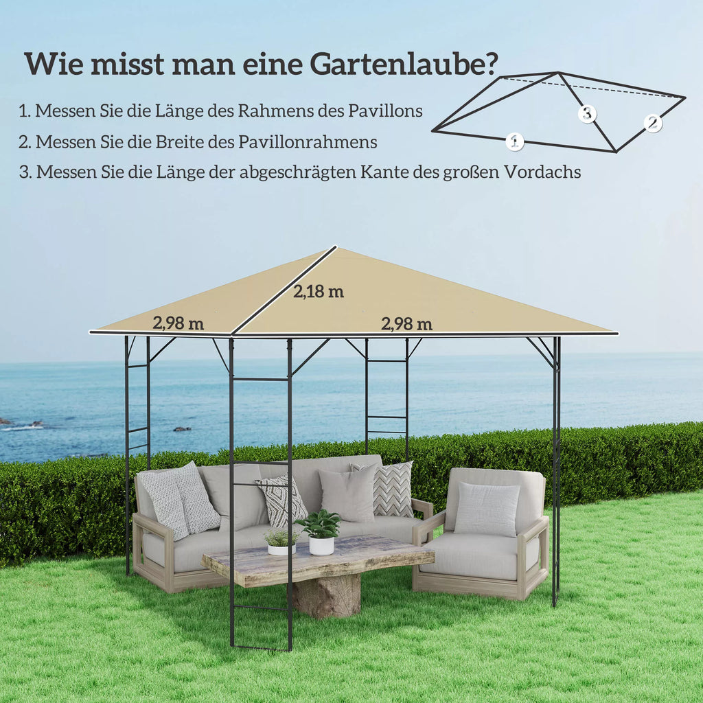 Pavilion 3 x 3 m vandeniui atsparus paviljono stogas UPF30+ Atsarginis apvalkalas iš Oksfordo audinio, 370 g/m², smėlio spalvos