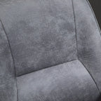 Šviesiai pilkos biuro kėdės audinio siūlių detalė iš arti