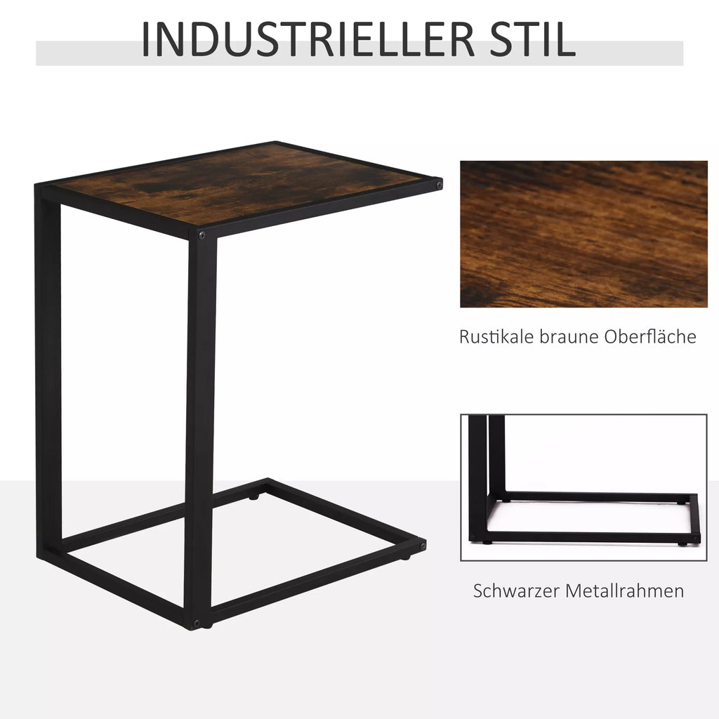 C formos staliukas su metaliniu rėmu, 40,6 x 50,8 x 64,2 cm, rudas ir juodas