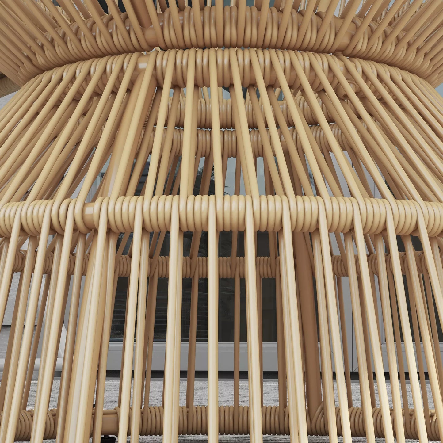 Lauko staliukas Sodo stalas Rotango staliukas, stiklo stalviršis, PE rotangas, 60 cm x 60 cm x 50 cm, natūralus