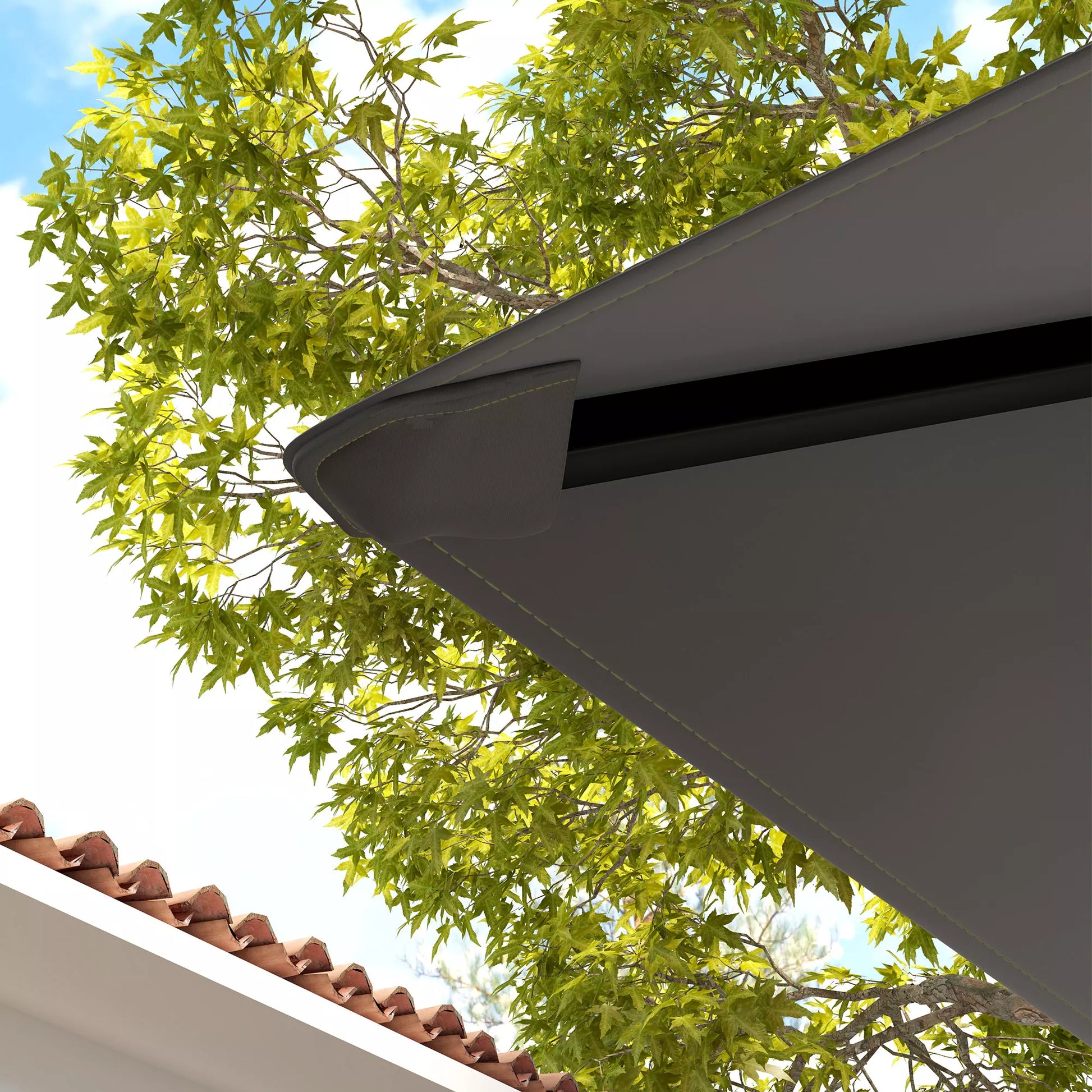 Pavėsinės stogas, vandeniui atsparus tentas su upf30+ apsauga, oxford audinys, 3x3 m, pilkas