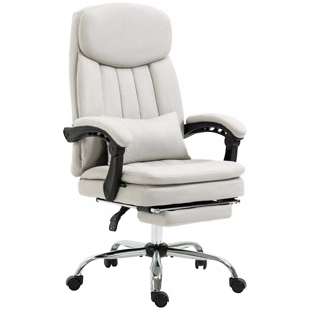 Biuro kėdė su masažo ir šildymo funkcija, ergonomiška, 66x67x110-118 cm, kreminė balta