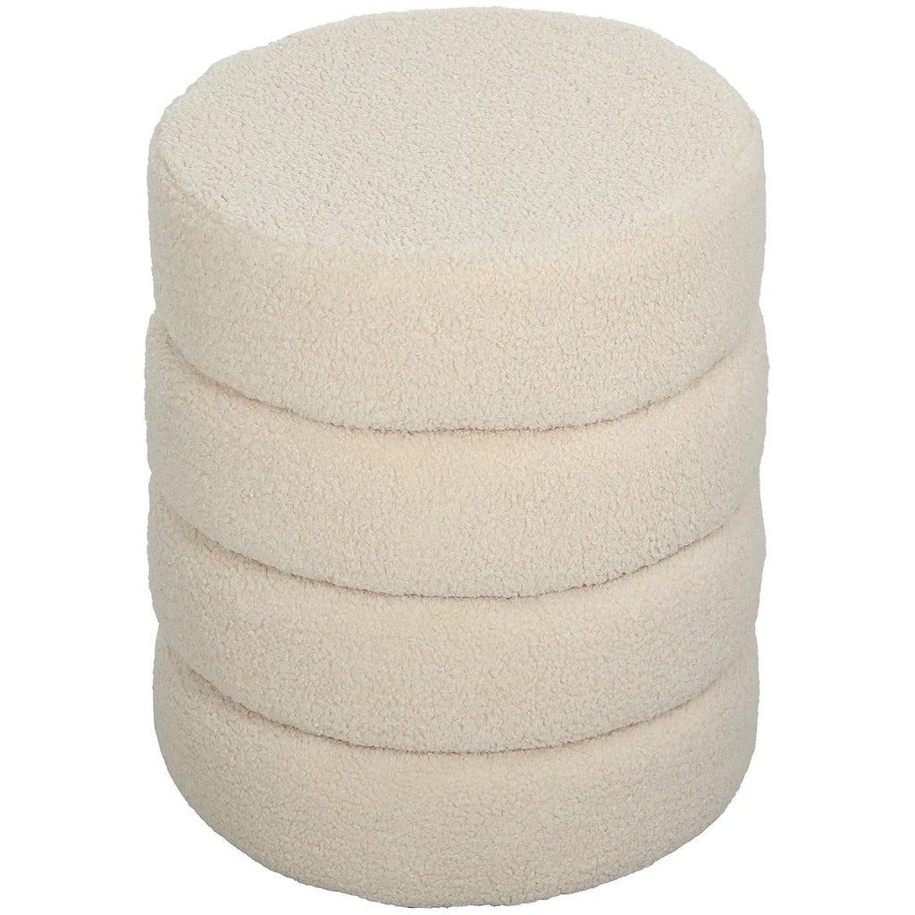 Taburetė, apvali, pliušinė, iki 120 kg, Φ40x45H cm, smėlio spalvos