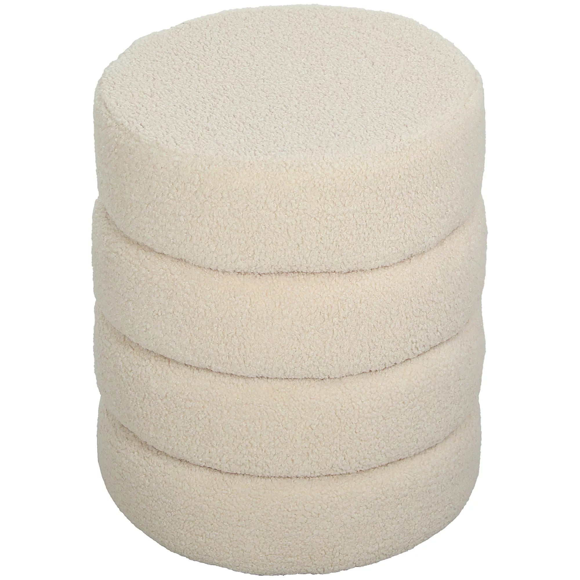 Taburetė, apvali, pliušinė, iki 120 kg, Φ40x45H cm, smėlio spalvos