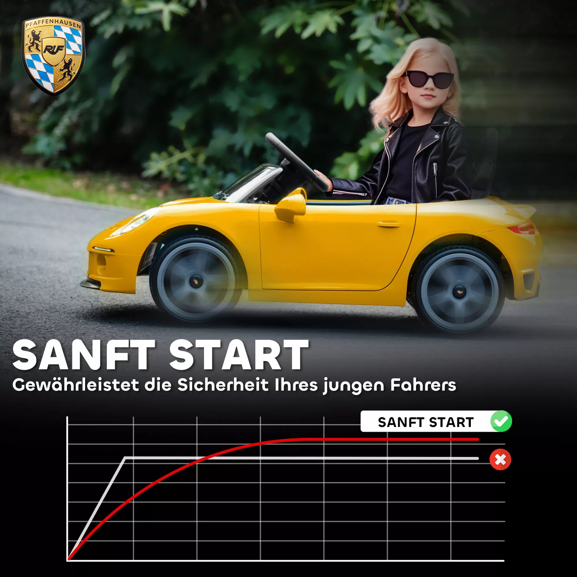 Elektrinis vaikiškas automobilis su sėdynėmis, nuotolinio valdymo pultas, muzika, signalas, USB, saugos diržas, skirtas 3–5 metų vaikams, geltonos spalvos