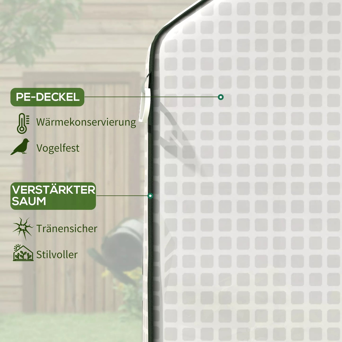 Outsunny Šiltnamio plėvelė, atsarginė danga, vandeniui atspari, su atidaromu langu ir durimis, 140 x 143 x 190 cm, balta