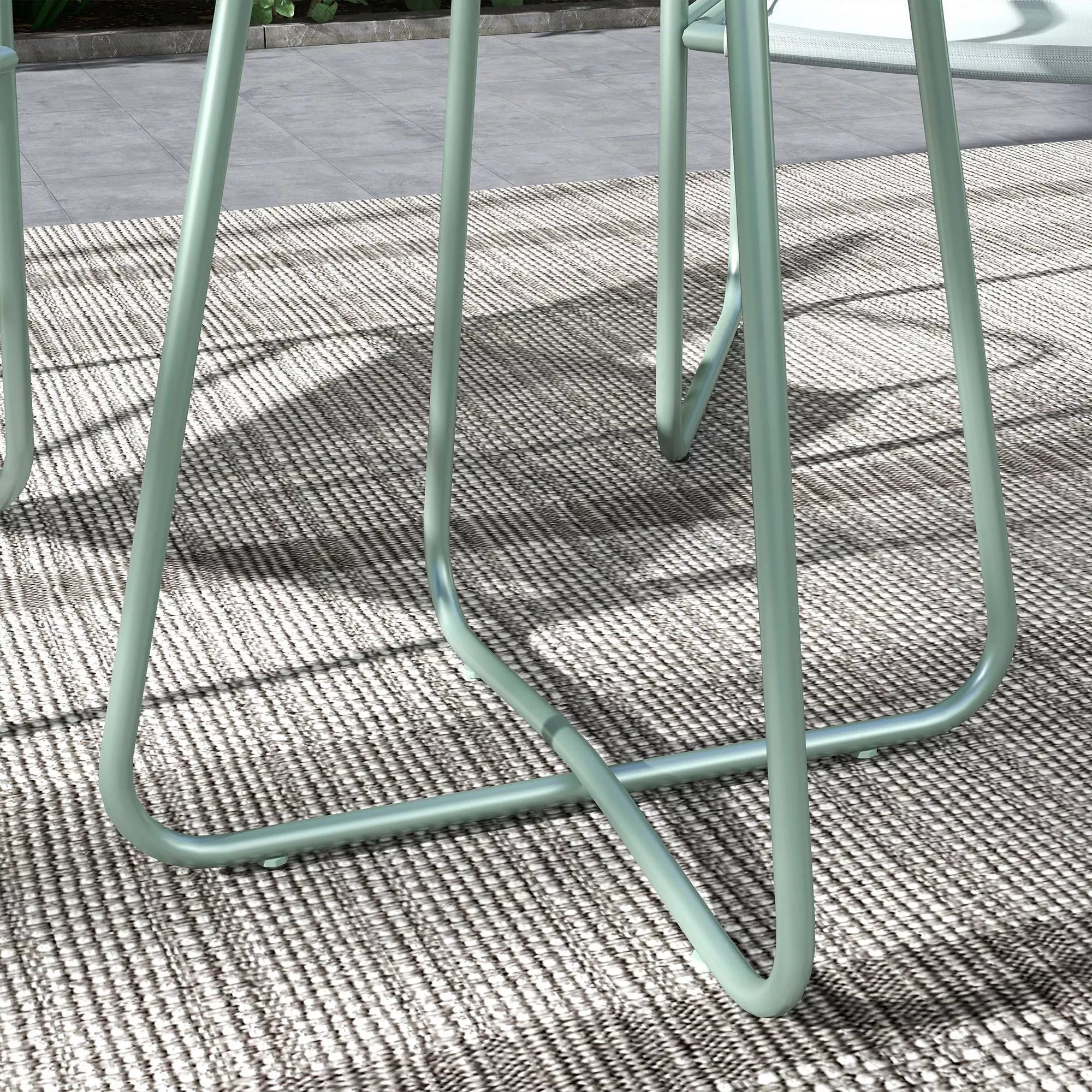 3 dalių sodo baldų komplektas, 2 kėdės su kvėpuojančiu audiniu, 1 apvalus stalas Ø60 cm, žalias