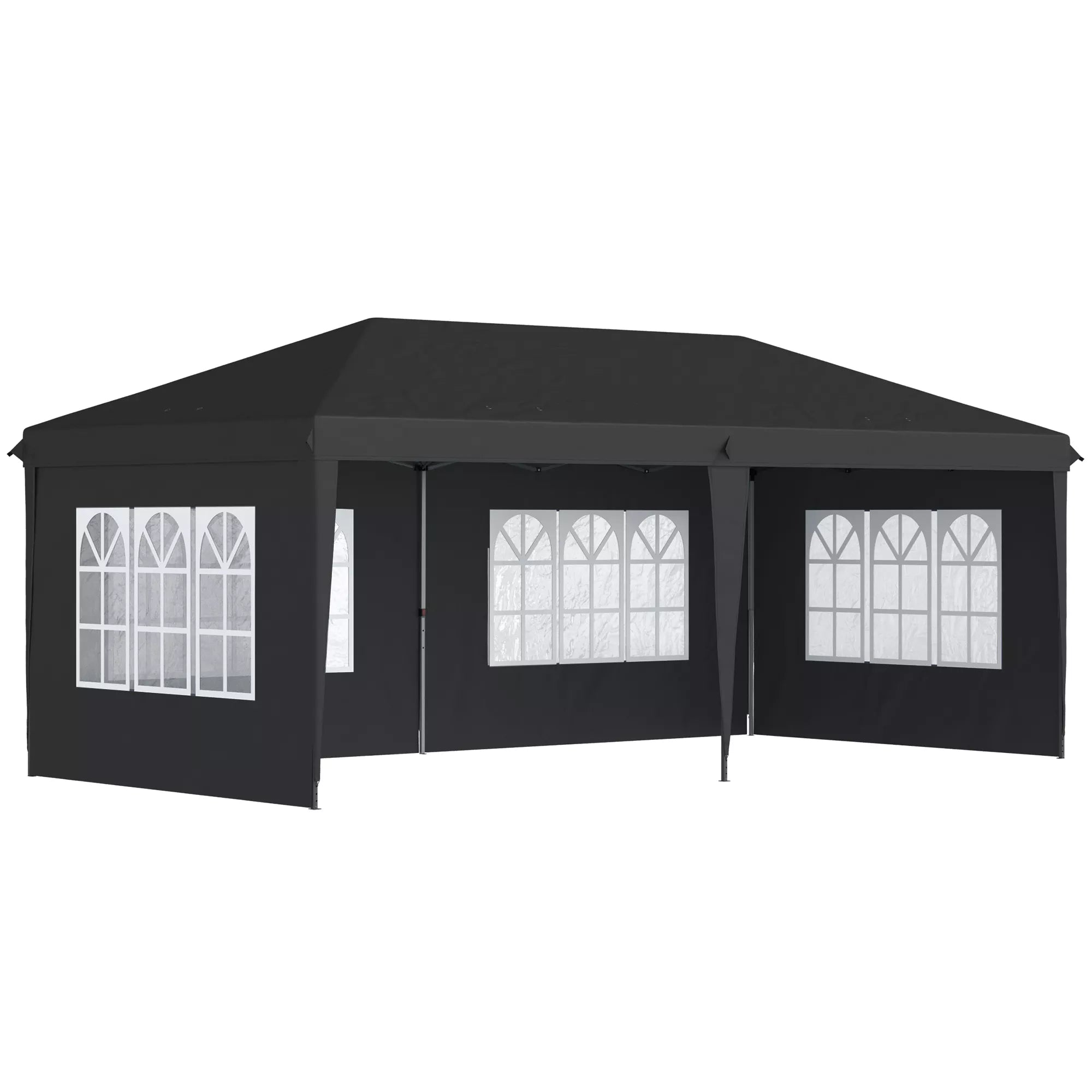 Greitai surenkama pavėsinė, sulankstomas renginių paviljonas, poliesteris ir plienas, 3x6 m, juodas