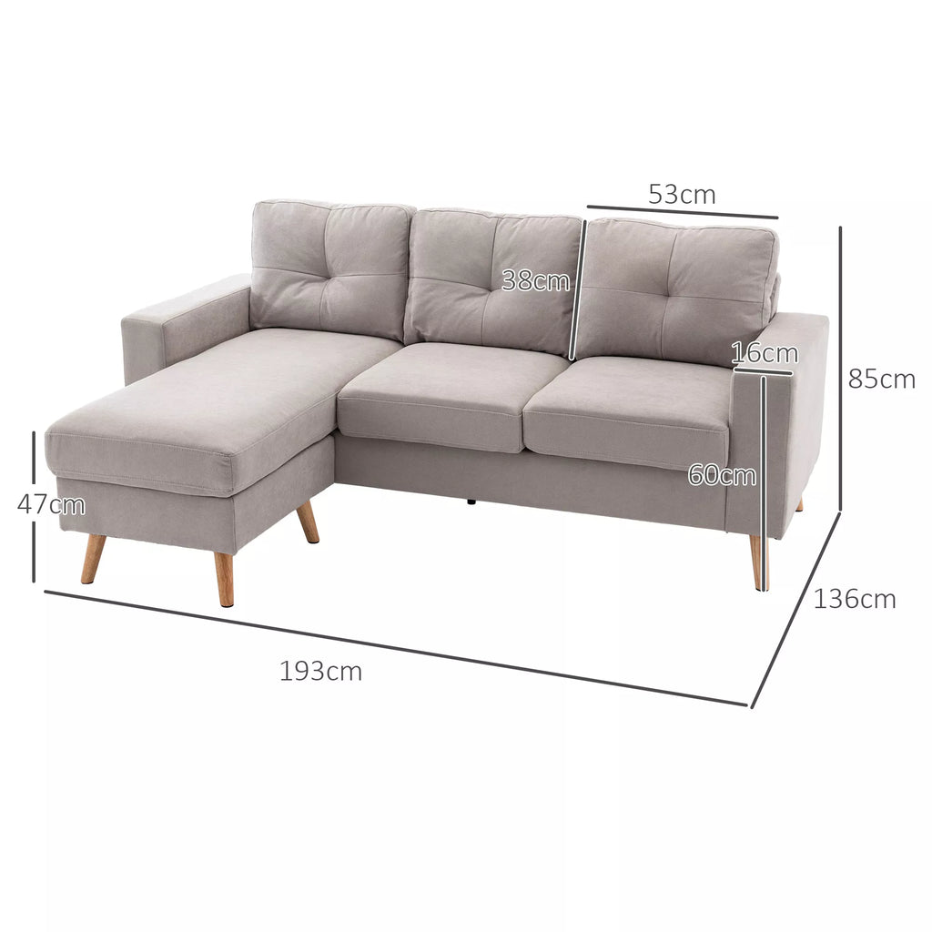 Kampinė sofa keičiama kryptimi 193x136 cm šviesiai pilka