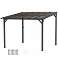 Prie sienos tvirtinama terasos pastogė, polikarbonato stogo pergola, metalas ir aliuminis, 306x294x258 cm, tamsiai pilka