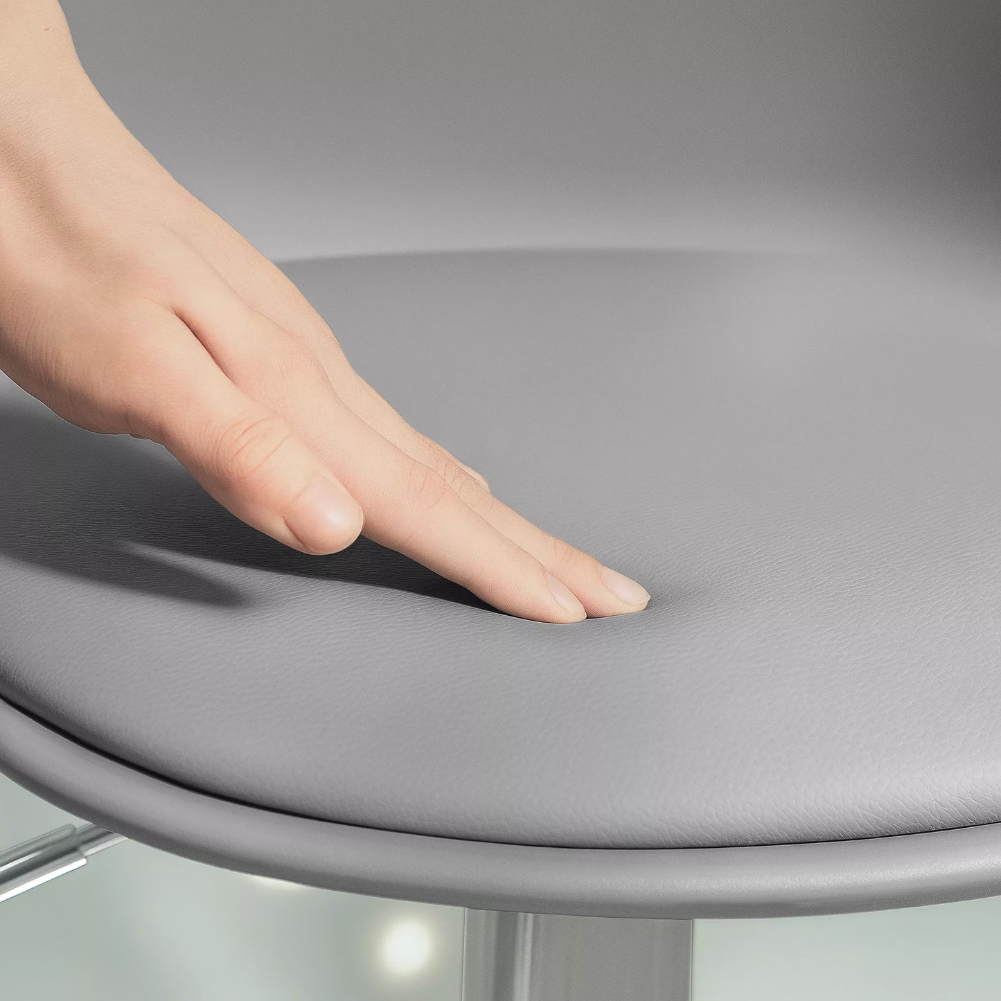 2 vnt. baro taburečių rinkinys, pasukamos, su atlošu, reguliuojamo aukščio, atlaiko iki 120 kg, 42 x 38 x 82-104 cm, pilka