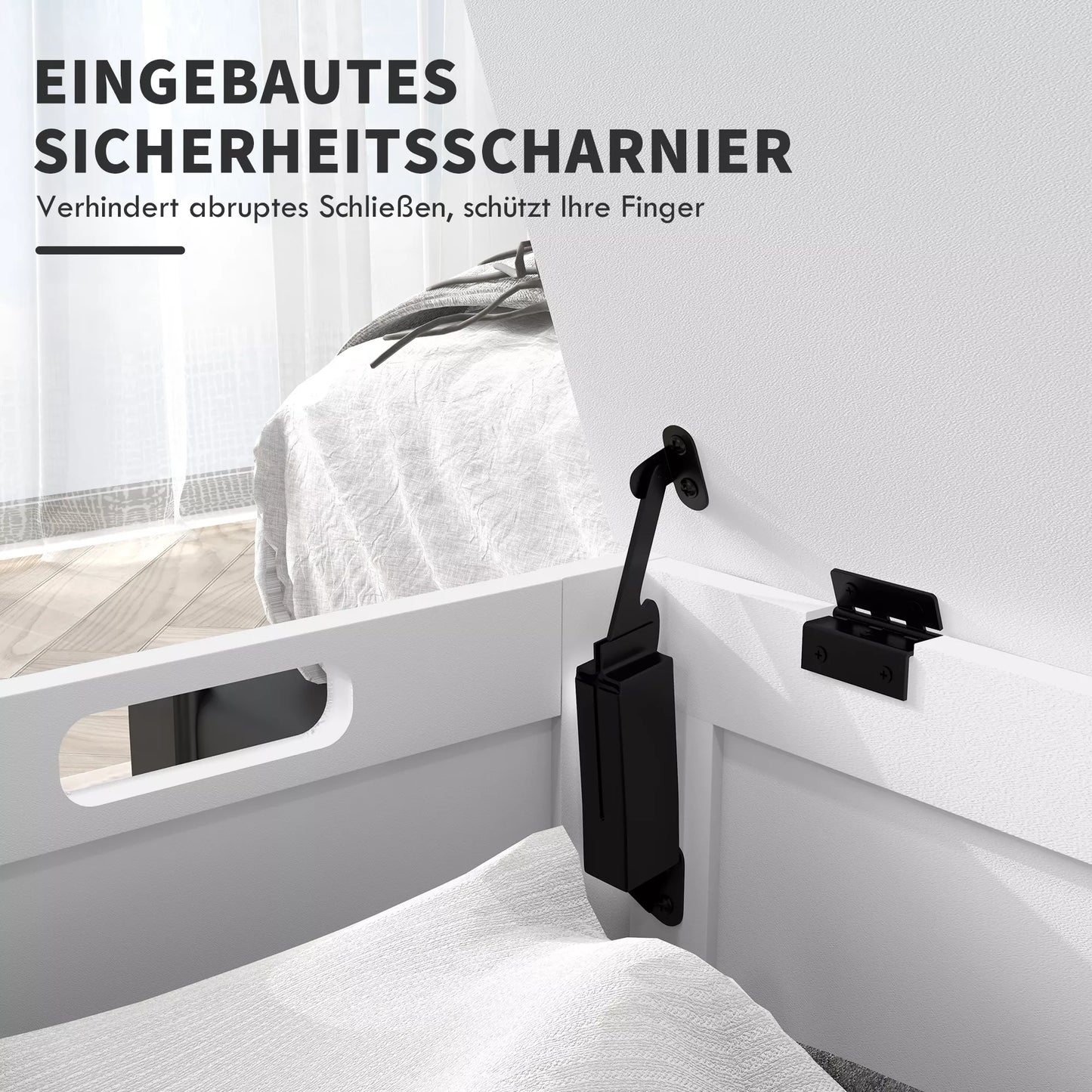 Laikymo dėžė, žaislų skrynia, MDF, 2 rankenos, 81 x 40 x 46 cm, balta