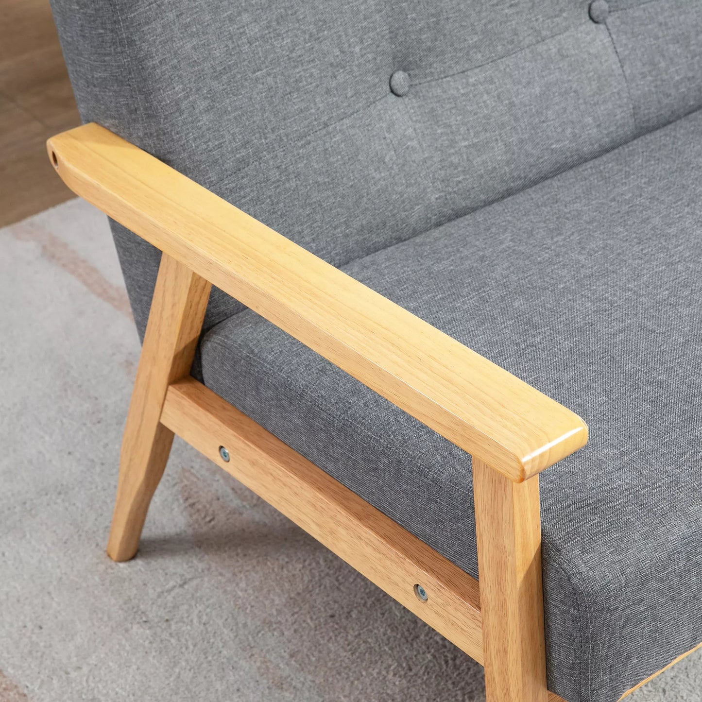 Trijų vietų minkštas sofos, kaučiuko medis, 154,5 x 69,5 x 73 cm, pilkos spalvos