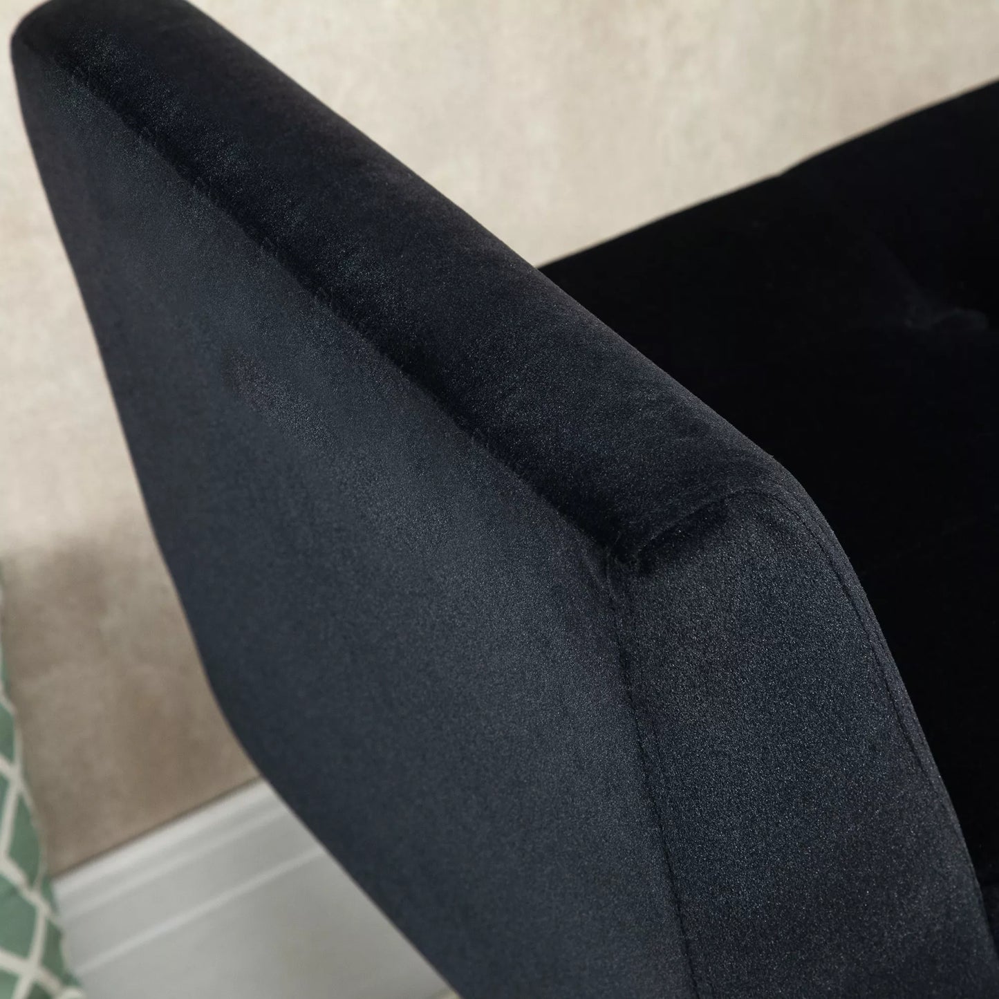 Suoliukas su daiktadėže, porankiais, paminkštintas, su aksomo išvaizda, talpinė skrynios formos suoliukas su medinėmis kojelėmis, tinkamas svetainei, miegamajam, koridoriui, 107 x 42 x 65 cm, juodas