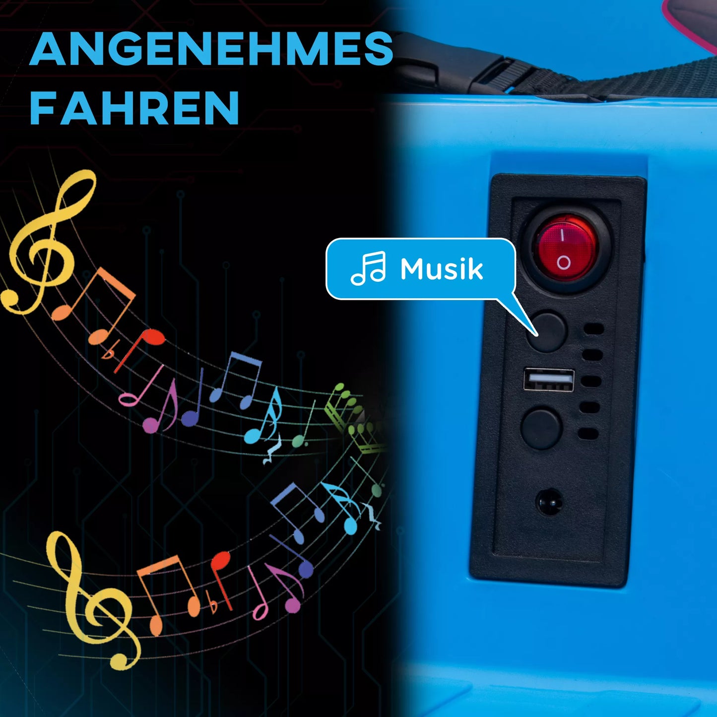 Vaikiškas paspiriamasis automobilis, 360° sukimasis, nuo 3 iki 5 metų, su nuotolinio valdymo pultu, muzika, mėlynas