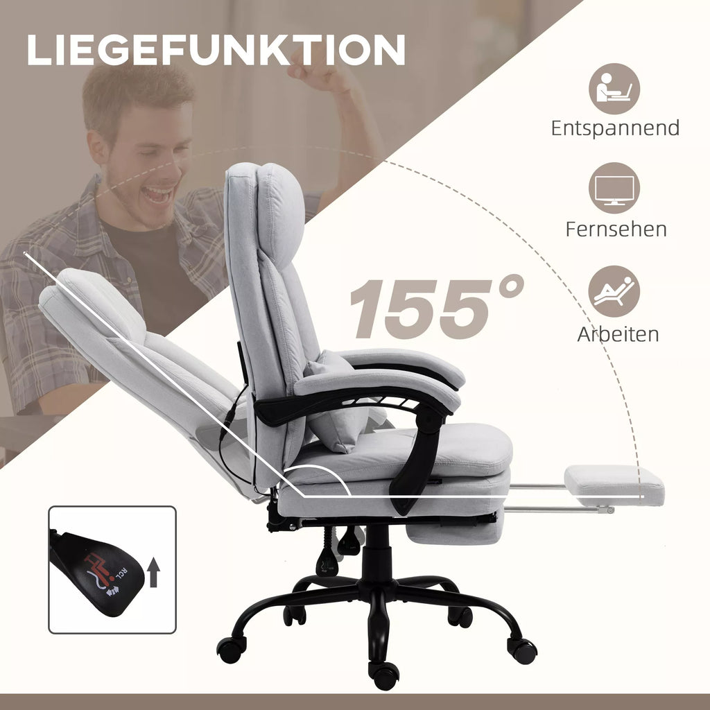 Biuro kėdė su masažo ir šildymo funkcija, reguliuojama, iki 120 kg, 66 x 67 x 110-118 cm, pilka