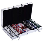 Uždaromas pokerio lagaminas Pokerio rinkinys su lagaminu 300 žetonų 5 kauliukai 2 kortų kaladės Priedai, pokerio žetonai Komplektas Pokerio žaidimas Kortų žaidimai Aliuminio lagaminas Texas Hold'em, Blackjack