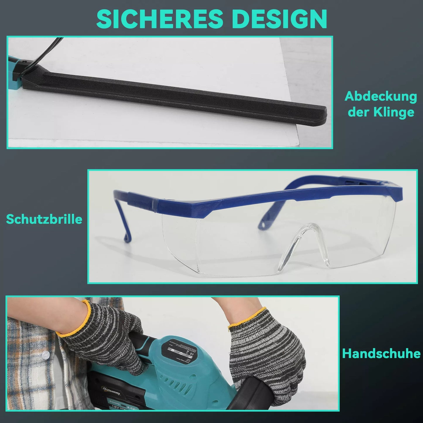 Elektrinės gyvatvorių žirklės su akumuliatoriumi, elektrinis gyvatvorių genėtuvas, 51 cm pjovimo ilgis, variklis, mėlynas akumuliatorius