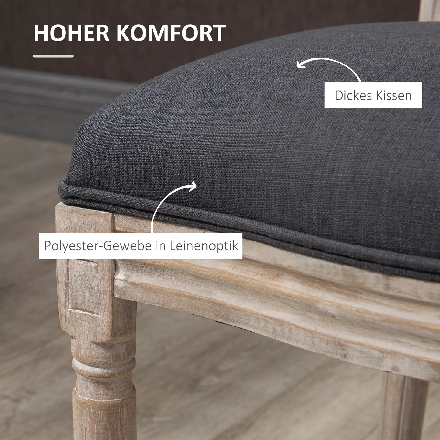 Virtuvės kėdės 2 vnt. komplektas, minkštai apmuštos, vintažinio dizaino, rotango išvaizdos, pilkos