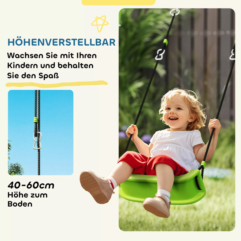 Lauko sūpynės vaikams, reguliuojamos, plieninės, žalios