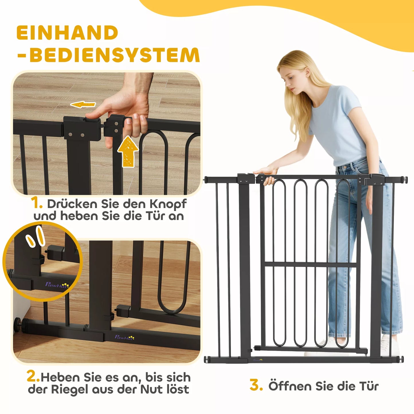 Durų apsauginė grotelė šunims, 76–104 cm, be gręžimo, laiptų grotelė