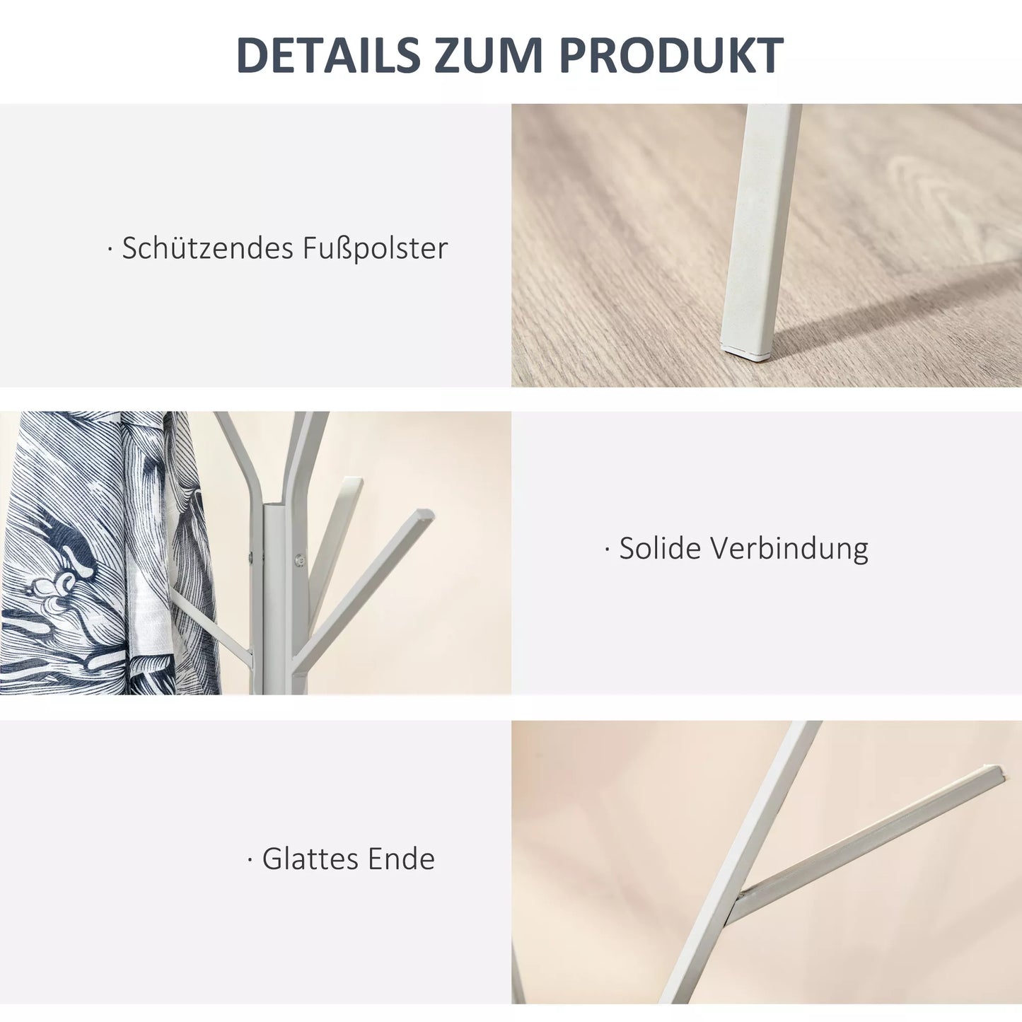 Drabužių kabykla su lentyna ir 8 kabliukais, šiuolaikiška drabužinė drabužiams, kepurėms, rankinėms laikyti, skirta svetainei, balta