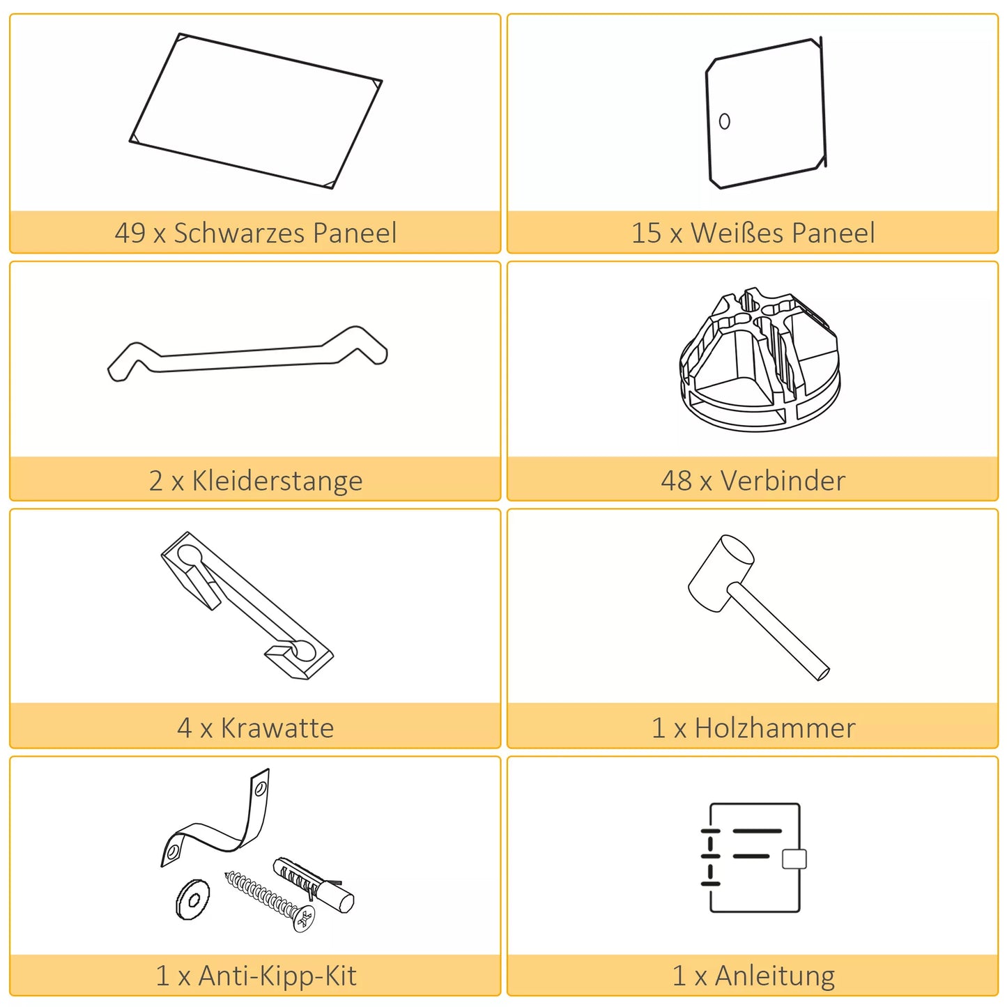 Drabužių spinta su kubo dizainu, 2 dideli ir 9 maži skyriai, plastikas, metalas, 111I x 47P x 183A cm, juoda+balta