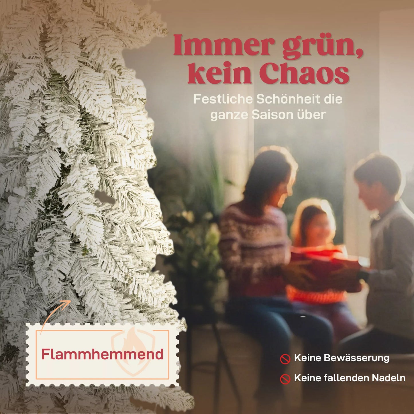 3 vnt. rinkinys sniegu padengtų dirbtinių eglių, 3 dydžių, metaliniai stovai, antipireninis, plastikas, žalia+balta