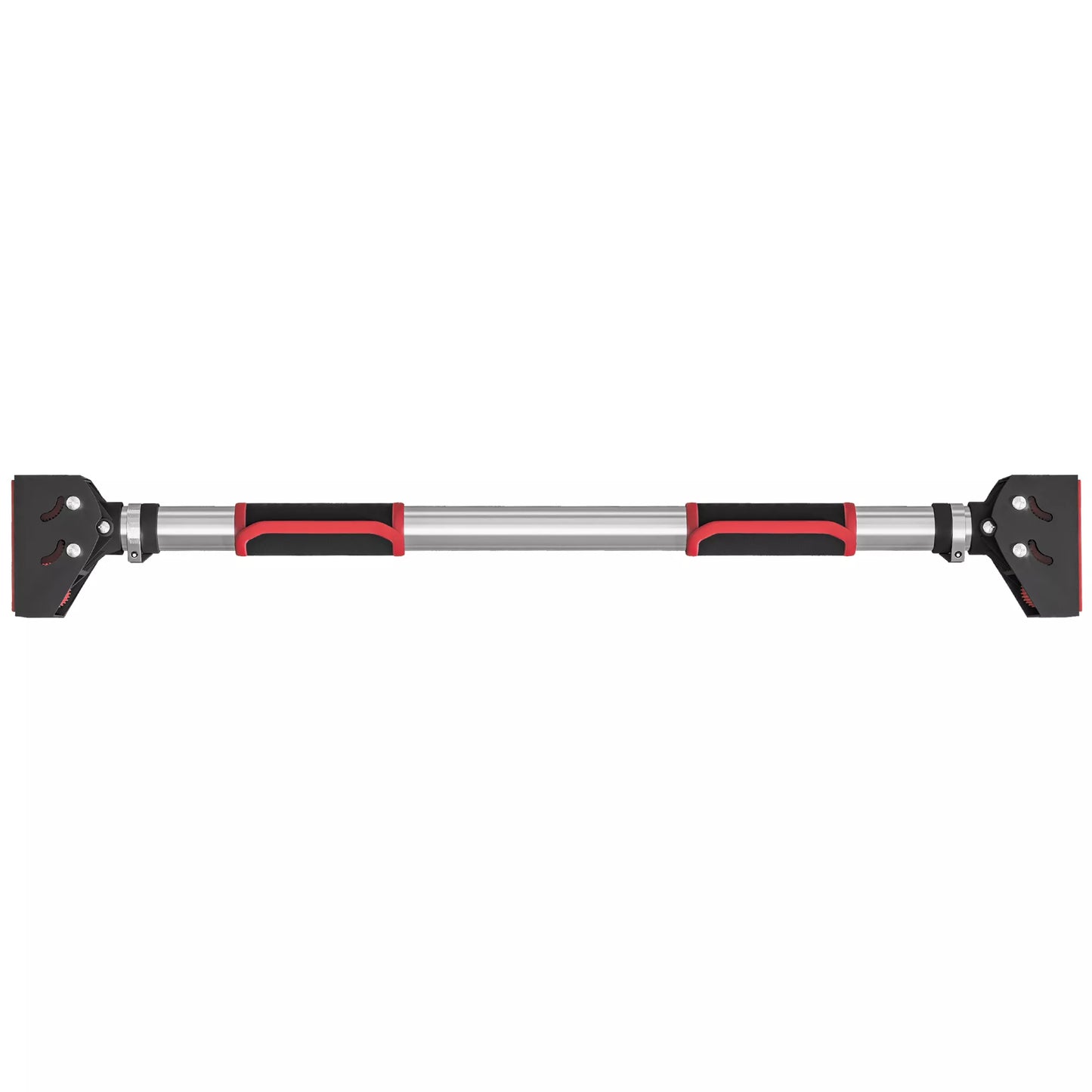 Reguliuojamas prisitraukimų strypas durų staktoms, montuojamas be gręžimo, plieninis, iki 200 kg, 75-92 x 10 x 7 cm, juodas/raudonas