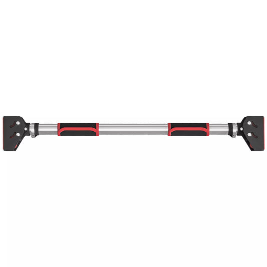 Reguliuojamas prisitraukimų strypas durų staktoms, montuojamas be gręžimo, plieninis, iki 200 kg, 75-92 x 10 x 7 cm, juodas/raudonas
