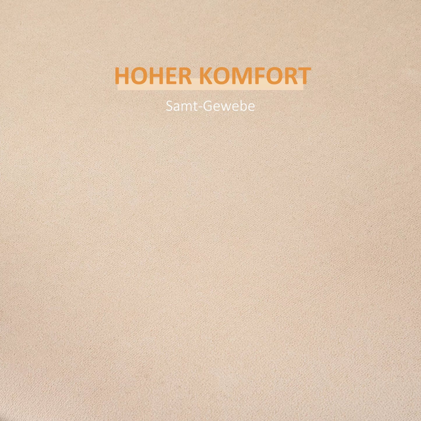 2-in-1 pufas aksominės išvaizdos, su daiktadėže ir nuimamu dangčiu, Ø44 cm x 47,5 cm, smėlio spalvos