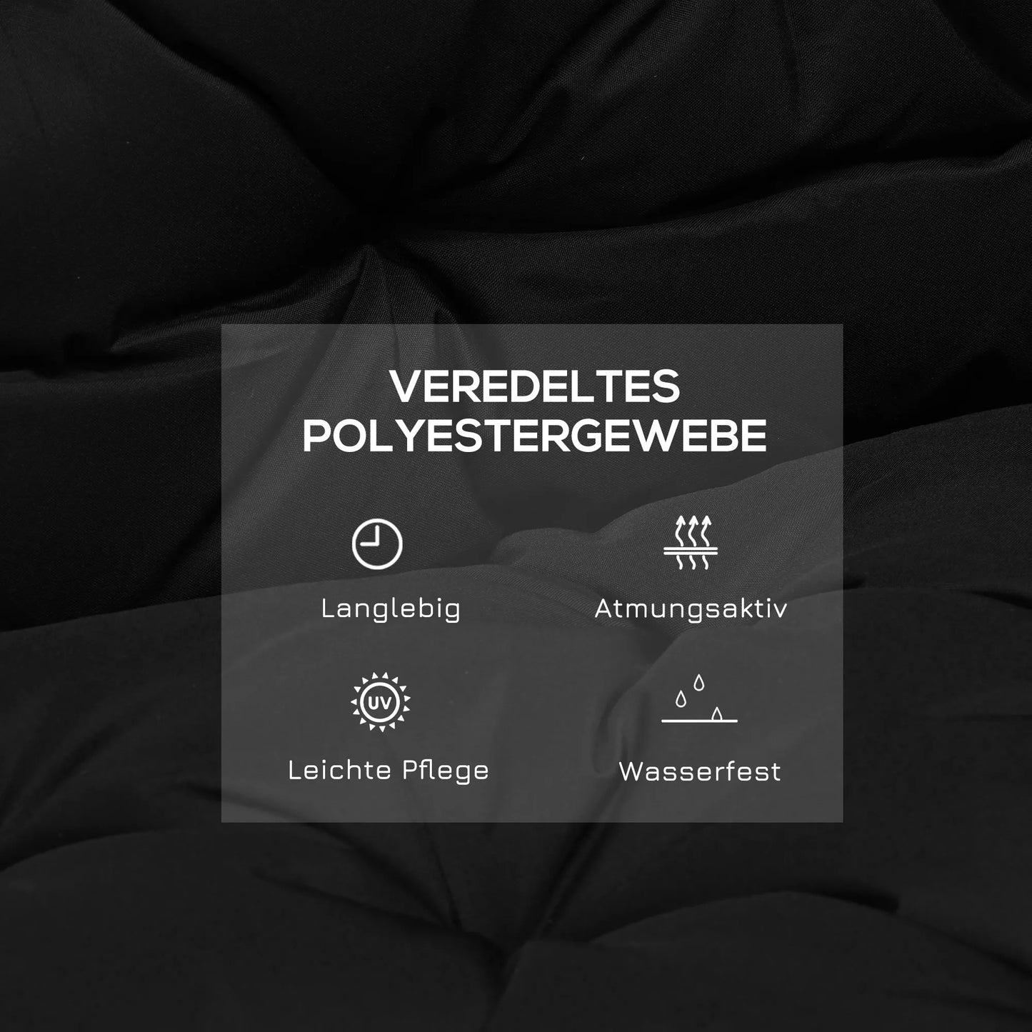 3 vietų suoliuko užvalkalas 100x98x8 cm, pagalvė su raišteliais, suoliuko čiužinys sodo baldams, sūpynėms, juodas