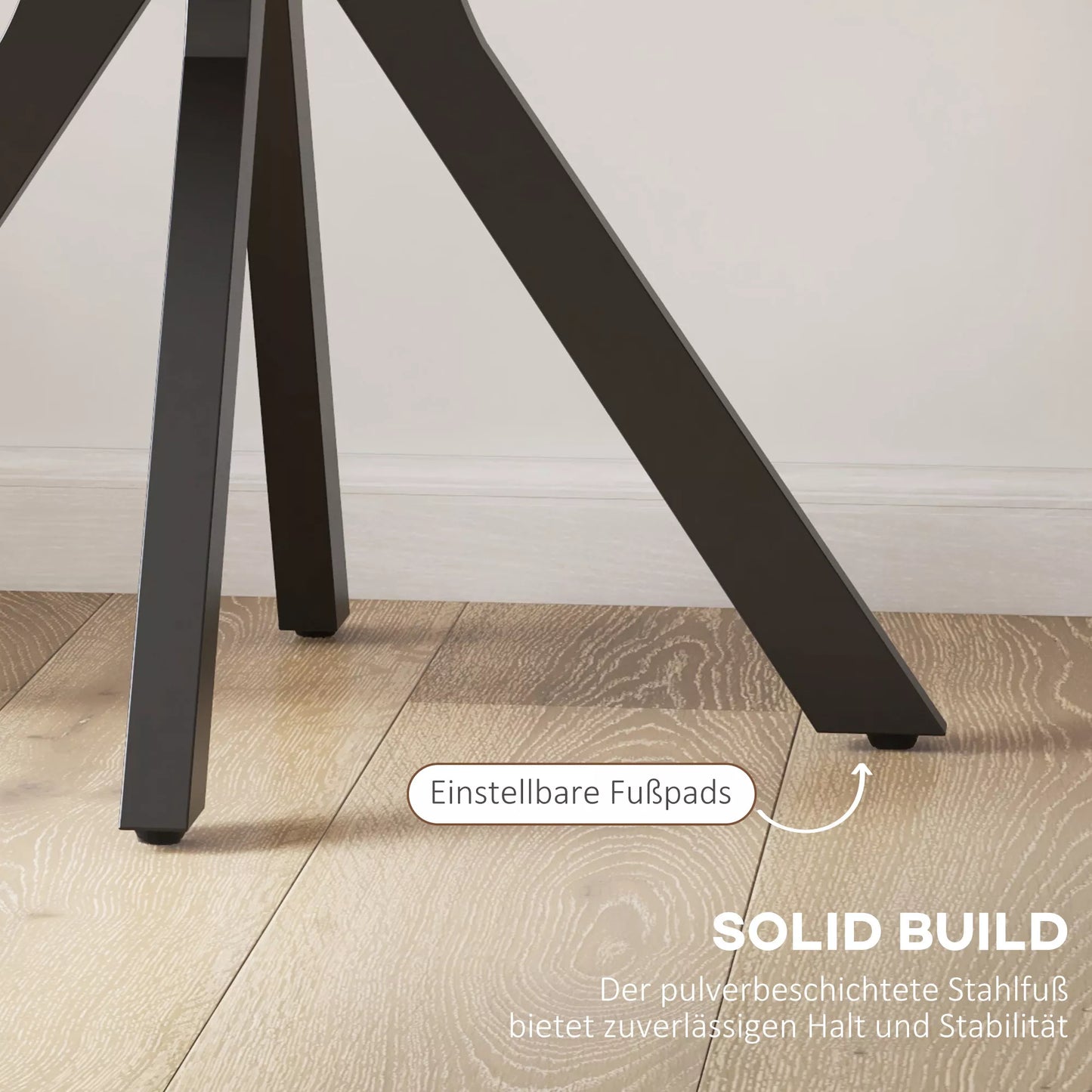 Valgomojo stalas, virtuvės stalas, apvalus stalas, modernaus dizaino, 78 cm x 78 cm x 75 cm, juodas