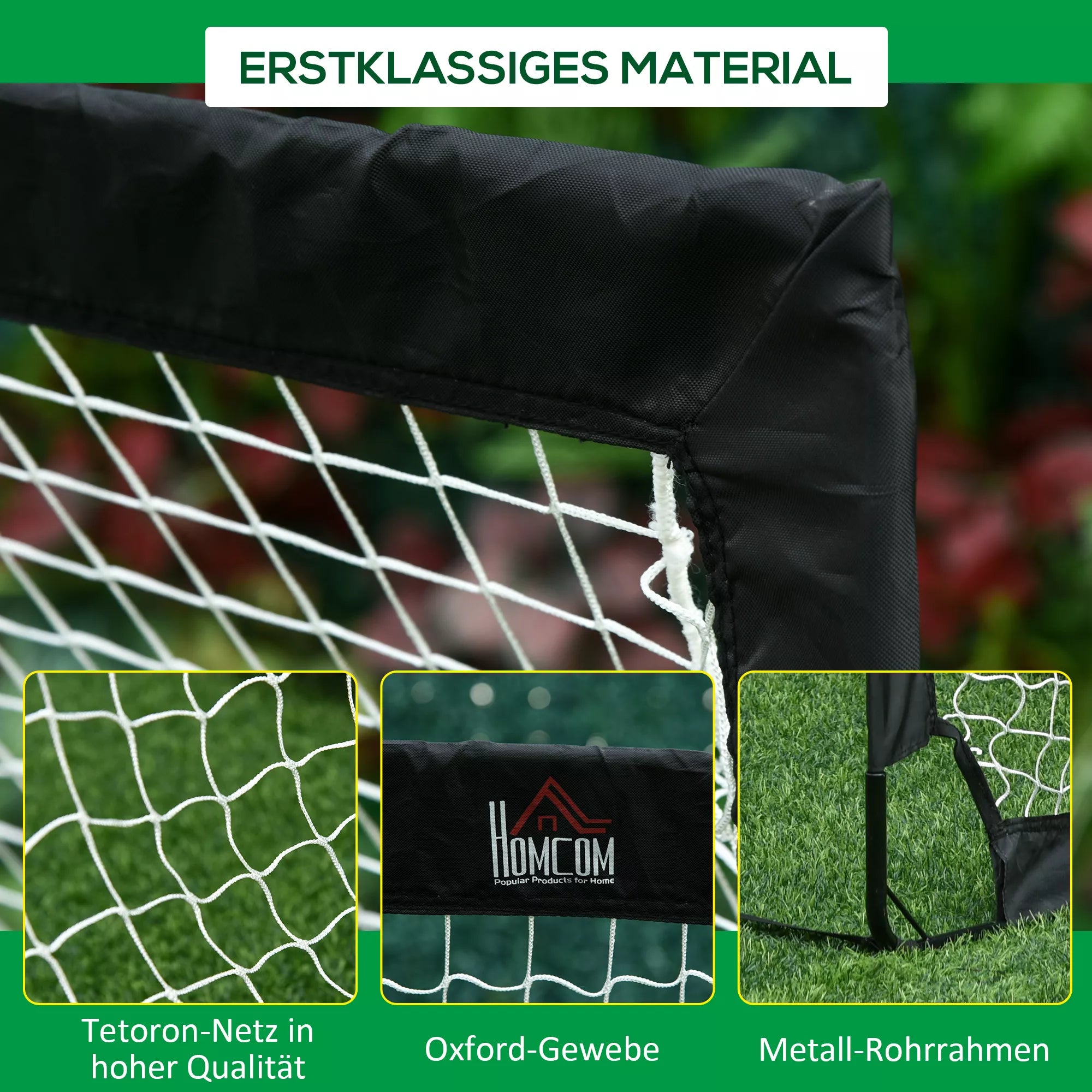 Futbolo vartai 183 x 90 x 90 cm su krepšiu, 2 vnt., juodi