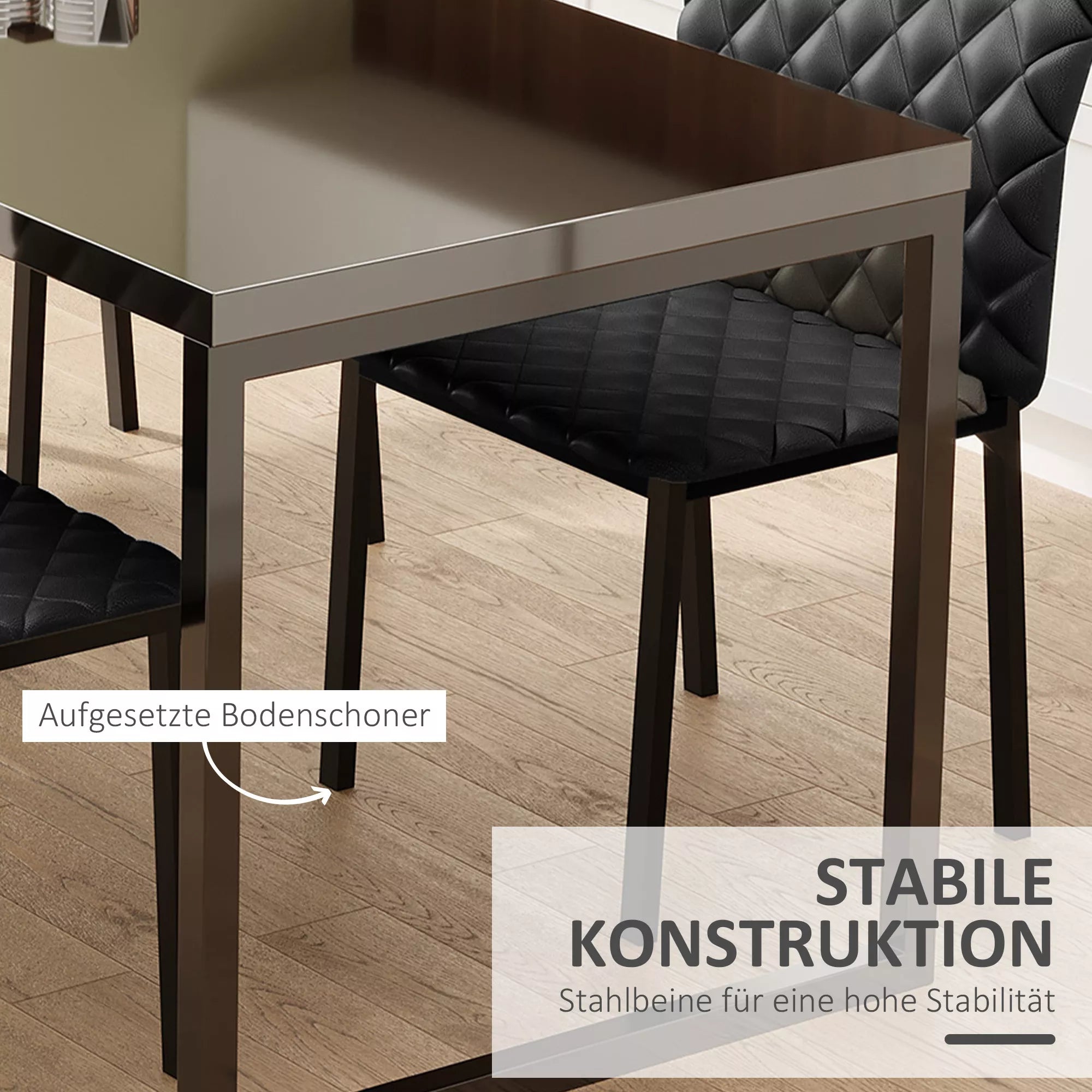 HOCMOM 4 vnt. kėdžių rinkinys Valgomojo kėdės Virtuvės kėdės 41 cm x 50 cm x 91 cm, juodos spalvos