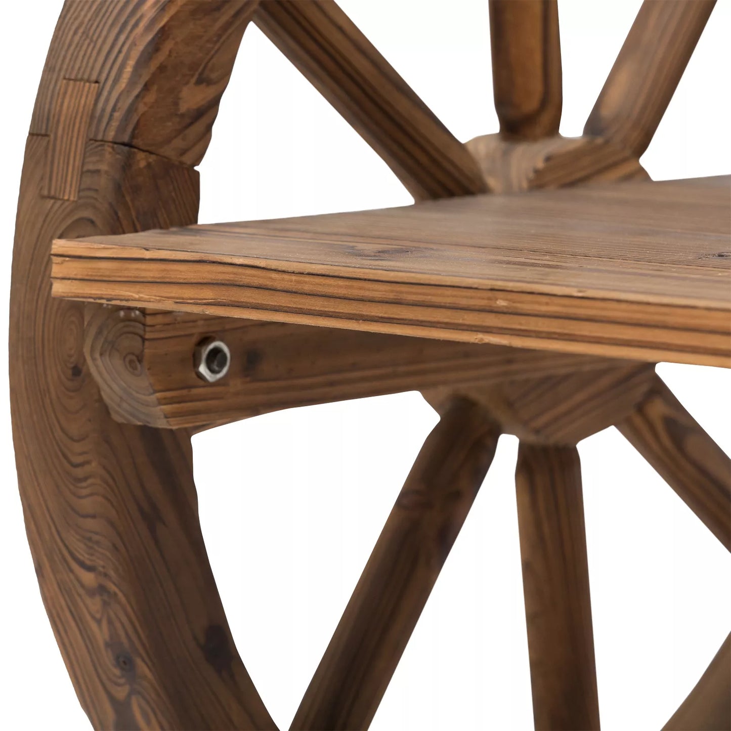 2-vietė sodo suolelė iš masyvios medienos su porankiais, suolelė su vežimėlio ratų dizainu, sodo baldai, atlaiko 250 kg svorį, rustikinis suolelis, 114 x 58 x 80 cm, rudos spalvos