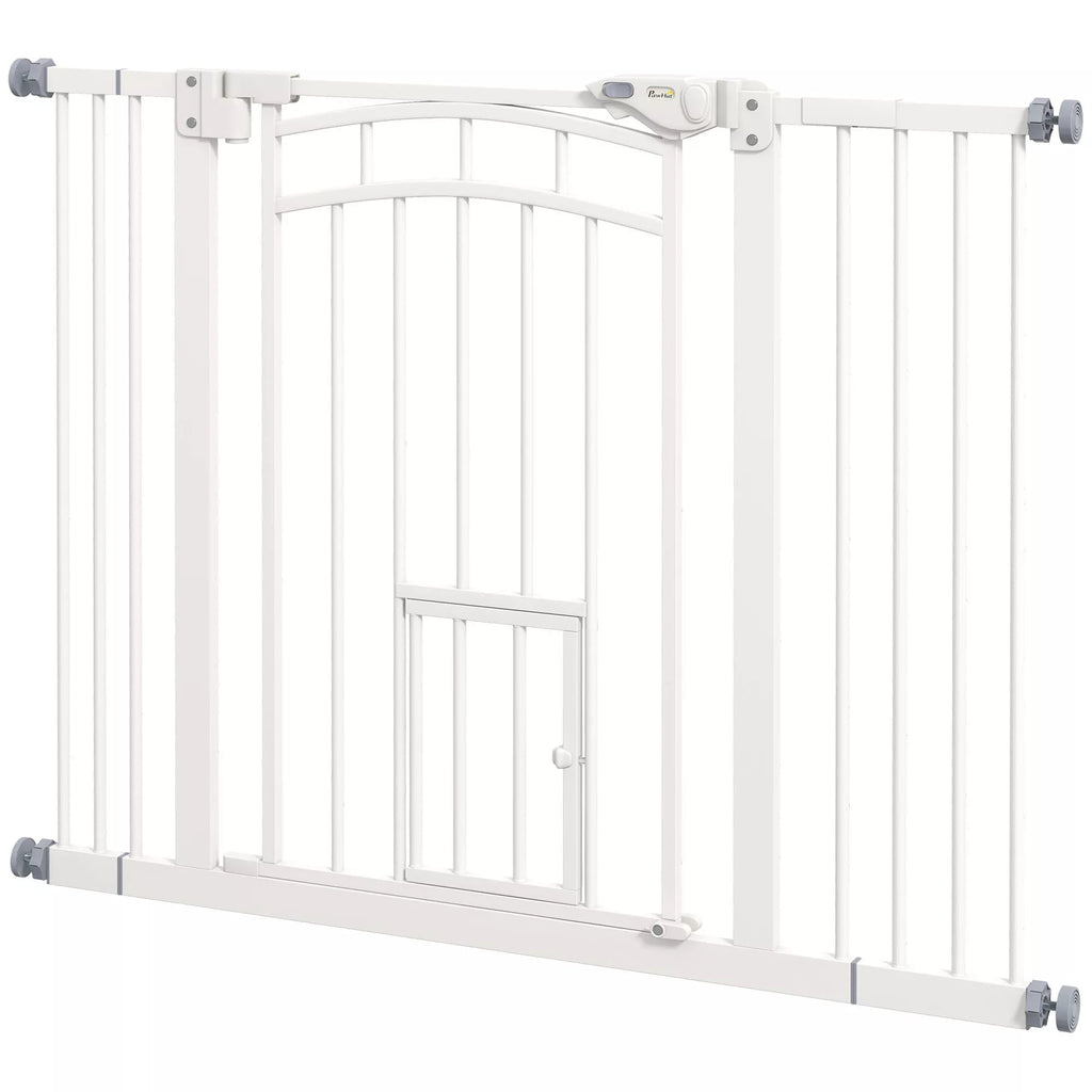 Laiptų apsauginė grotelė Šunų apsauginė grotelė, automatinis uždarymas, valdymas viena ranka, 100 cm x 4 cm x 76 cm, balta