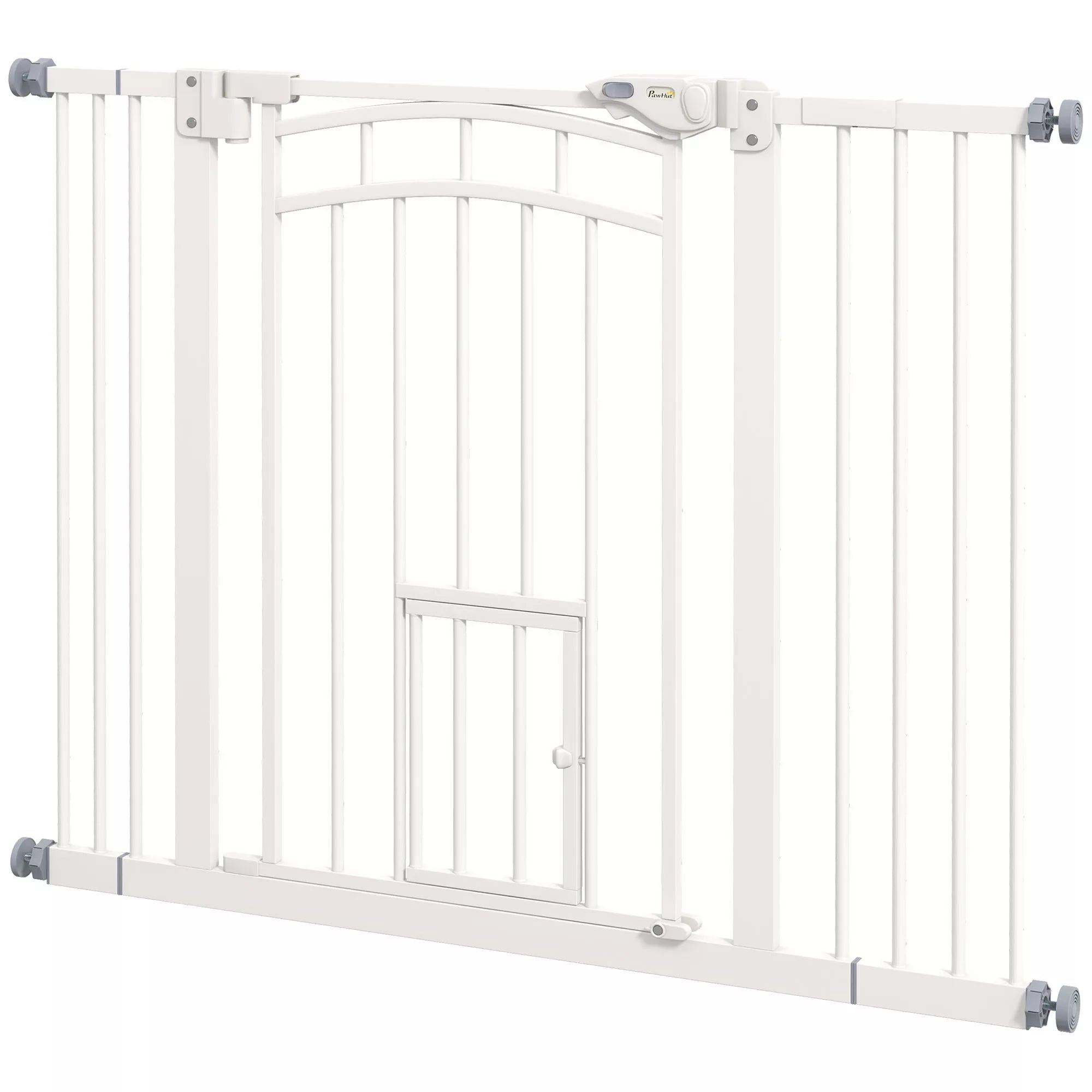 Laiptų apsauginė grotelė Šunų apsauginė grotelė, automatinis uždarymas, valdymas viena ranka, 100 cm x 4 cm x 76 cm, balta