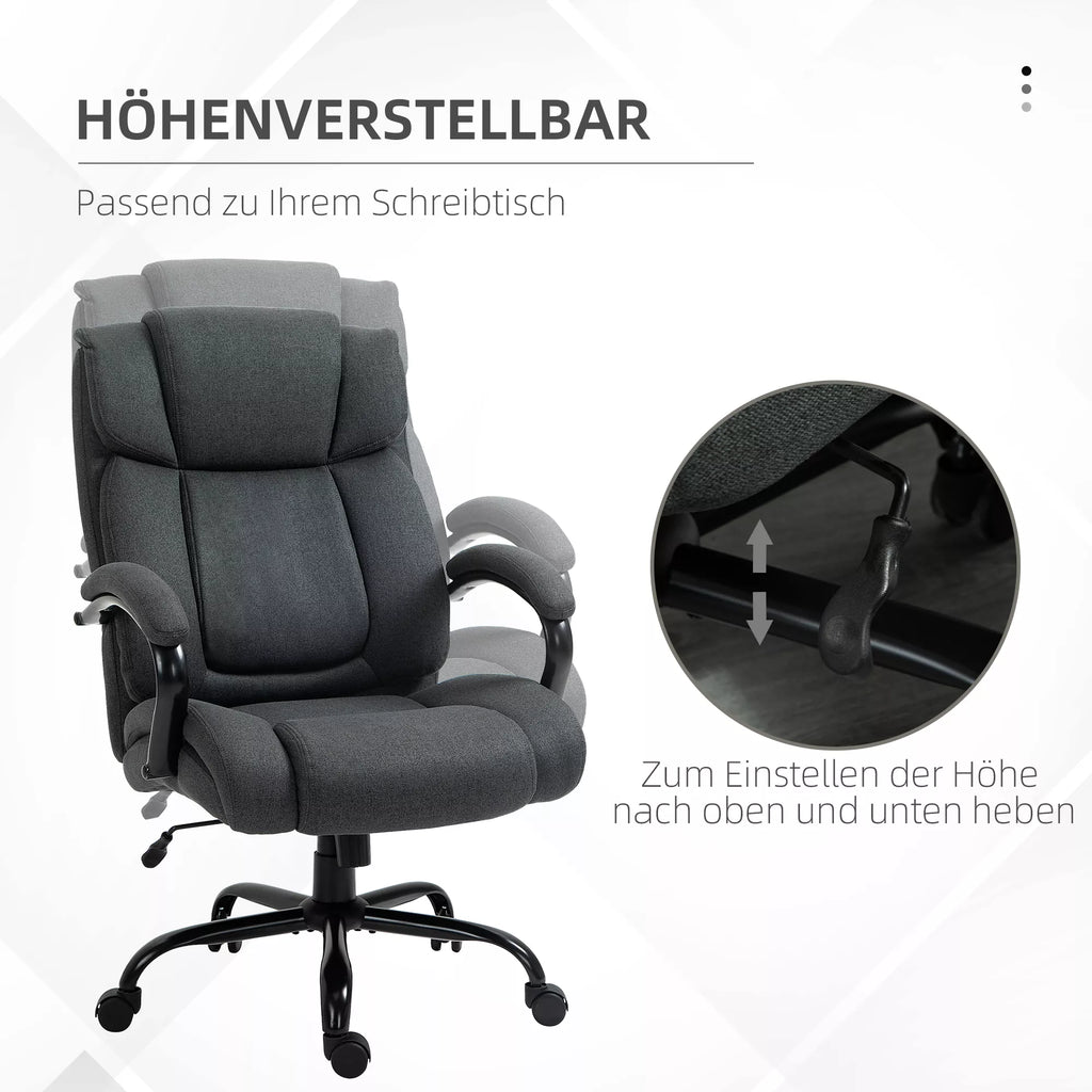 Biuro kėdė, Ergonomiška stalinė kėdė, Sukama kėdė su paminkštintu porankiu, iki 220 kg apkrovos, pilka