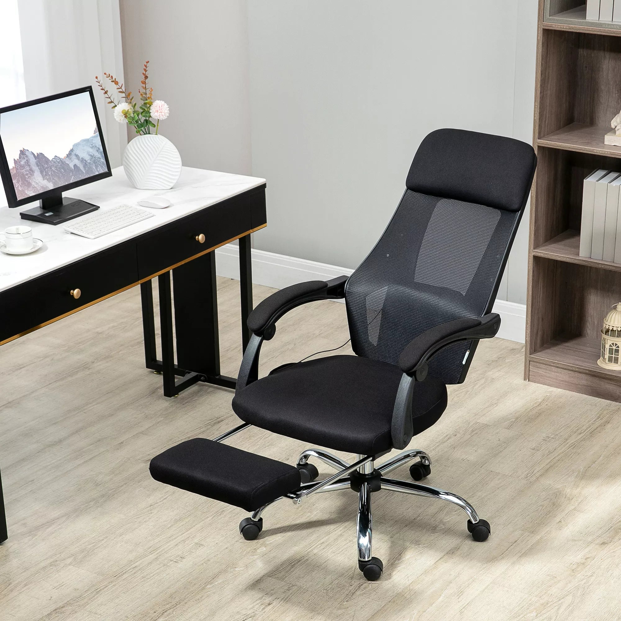 Vinsetto biuro kėdė su masažo funkcija, 2 vibracijos taškai, USB sąsaja, juoda