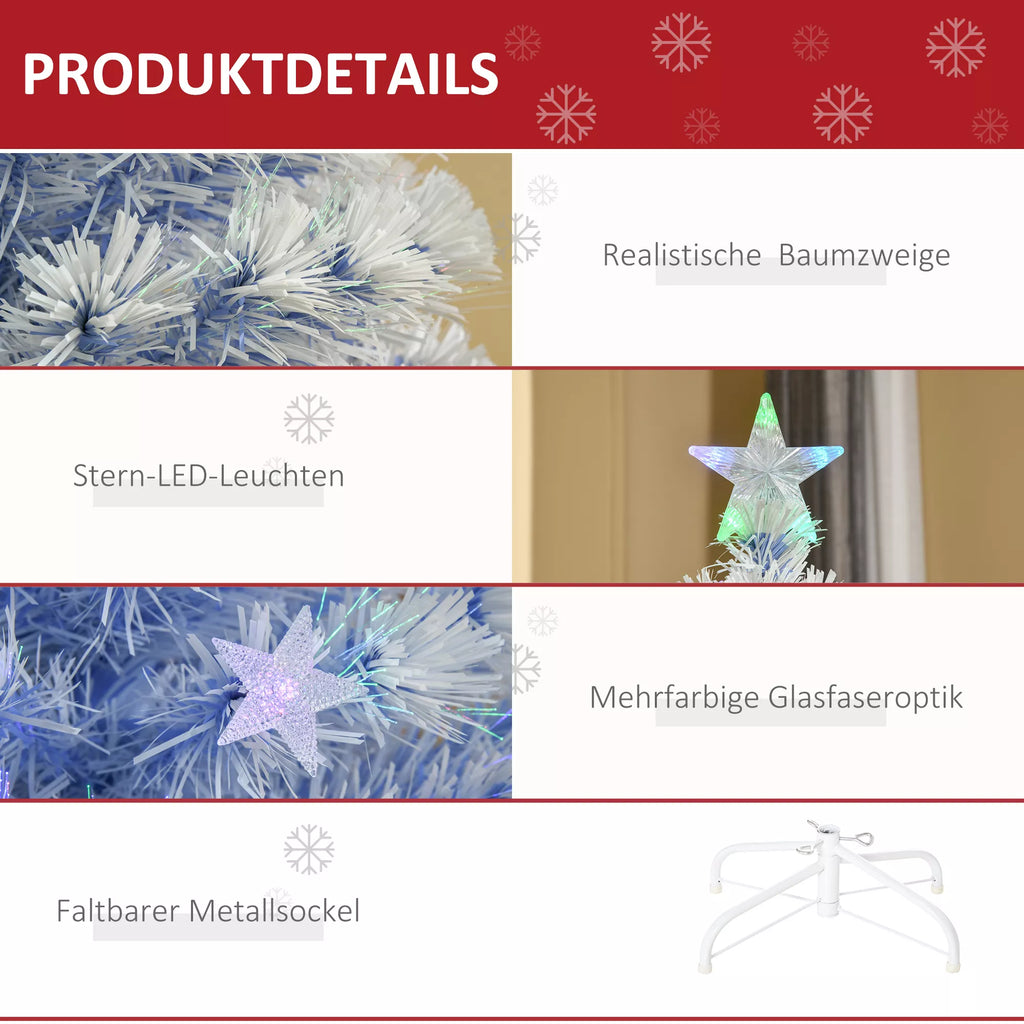 Dirbtinė Kalėdų eglė 120 cm Kalėdinė eglutė dirbtinė su stiklo pluoštu ir LED apšvietimu, 130 galiukų eglė su plieniniu stovu viduje Balta+Mėlyna