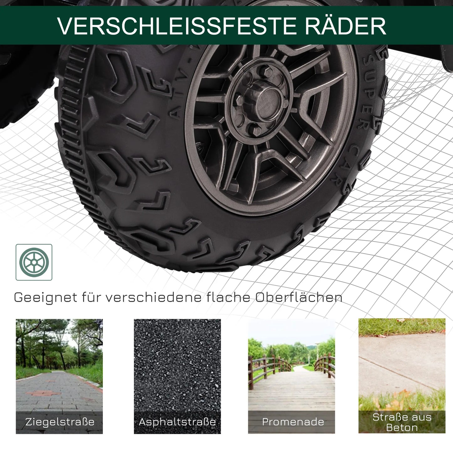 Elektrinis keturratis vaikams, max. 4 km/h, nuo 3 metų, LED priekinis žibintas, muzikos jungtis, juoda+žalia 88 x 45 x 50 cm