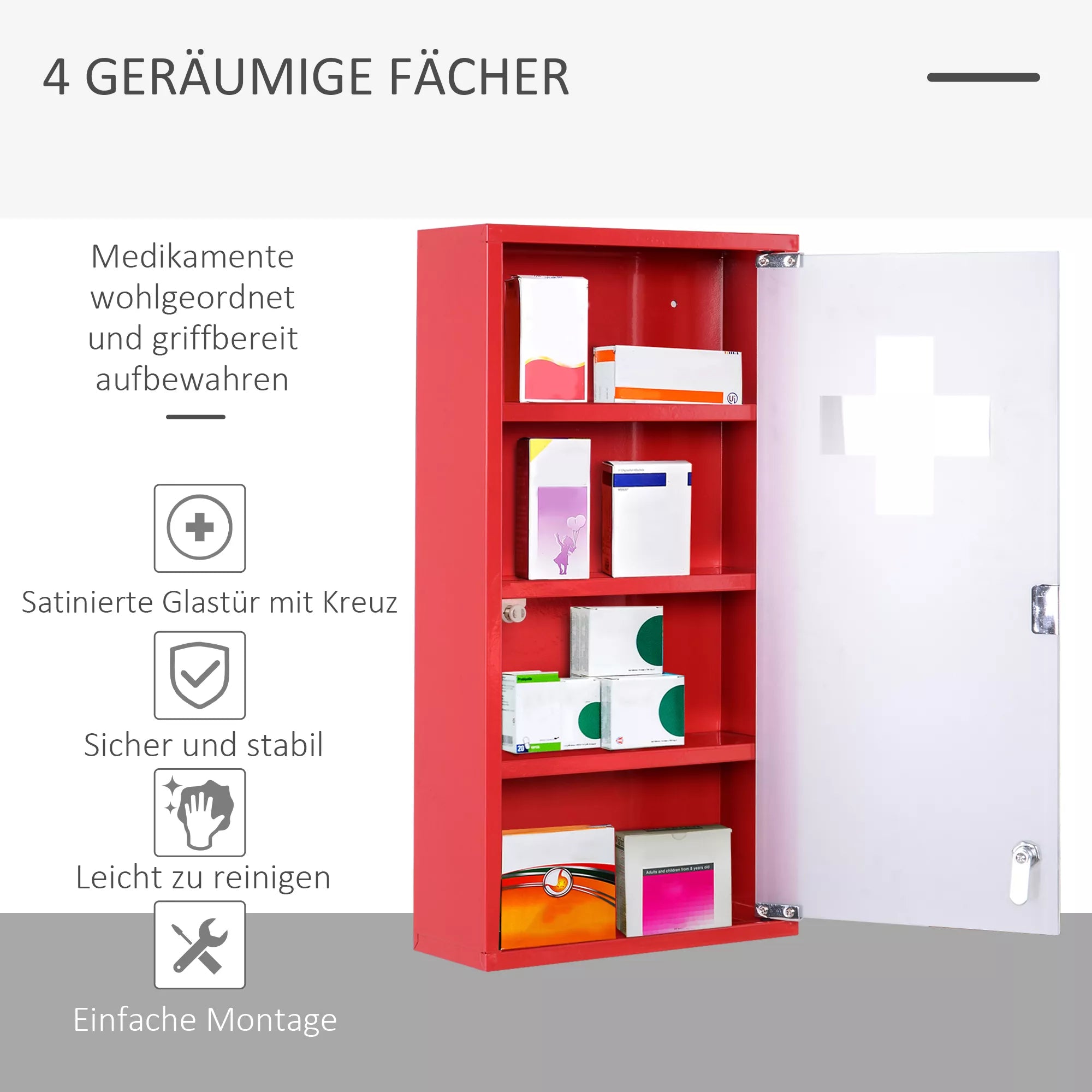 Schema su keturiais erdviais spintelės skyriais