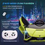 Žalias vaikų automobilis su nuotolinio valdymo pulteliais