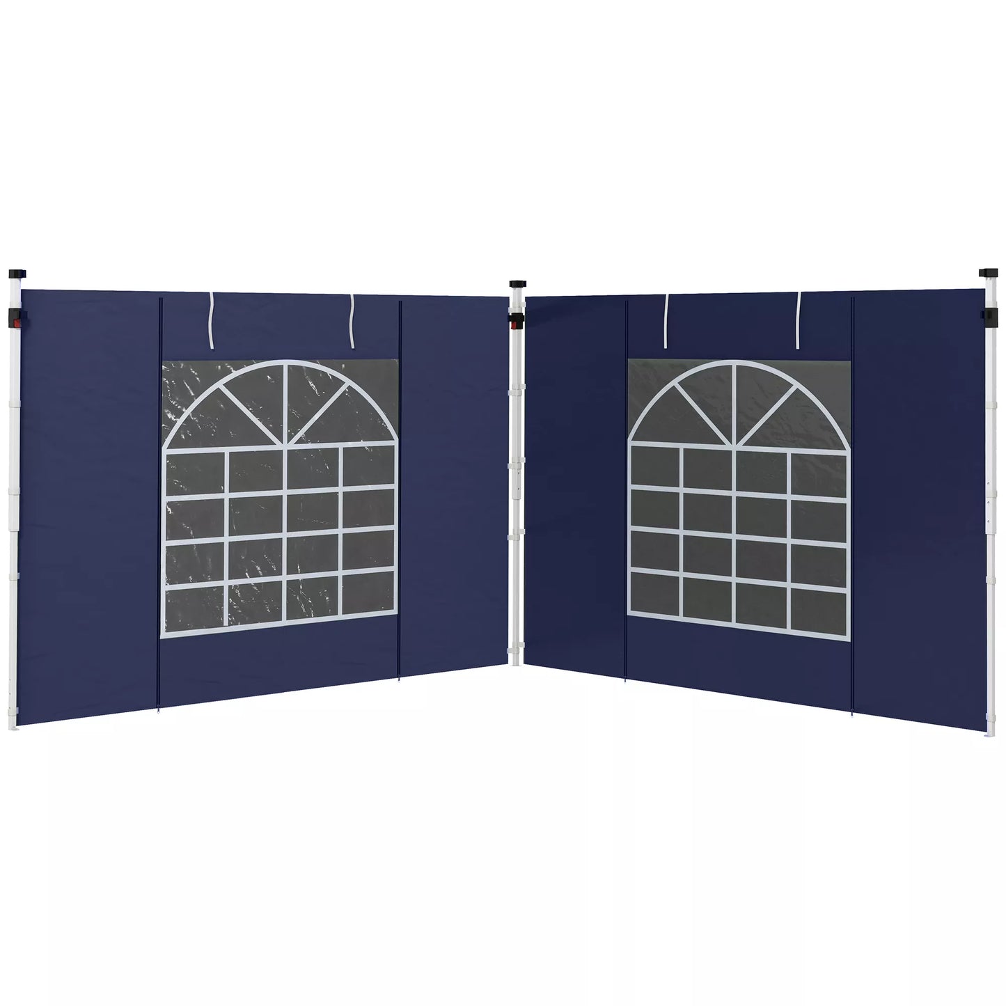 Pavilion užuolaidos, 2 vnt. rinkinys, skirtas 3x6 m arba 3x3 m sodo paviljonams, su langais ir durimis, mėlynos spalvos