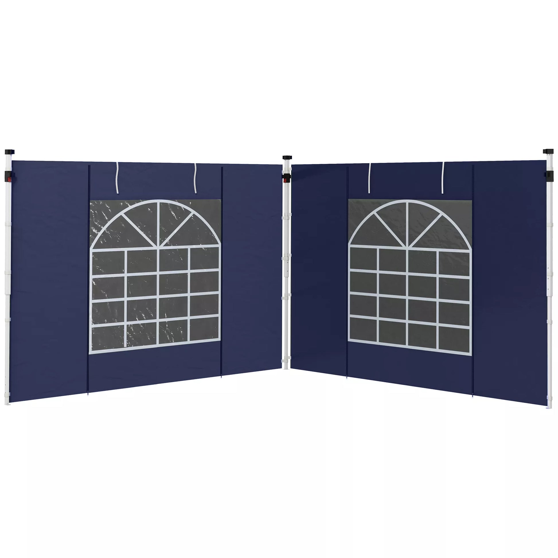 Pavilion užuolaidos, 2 vnt. rinkinys, skirtas 3x6 m arba 3x3 m sodo paviljonams, su langais ir durimis, mėlynos spalvos