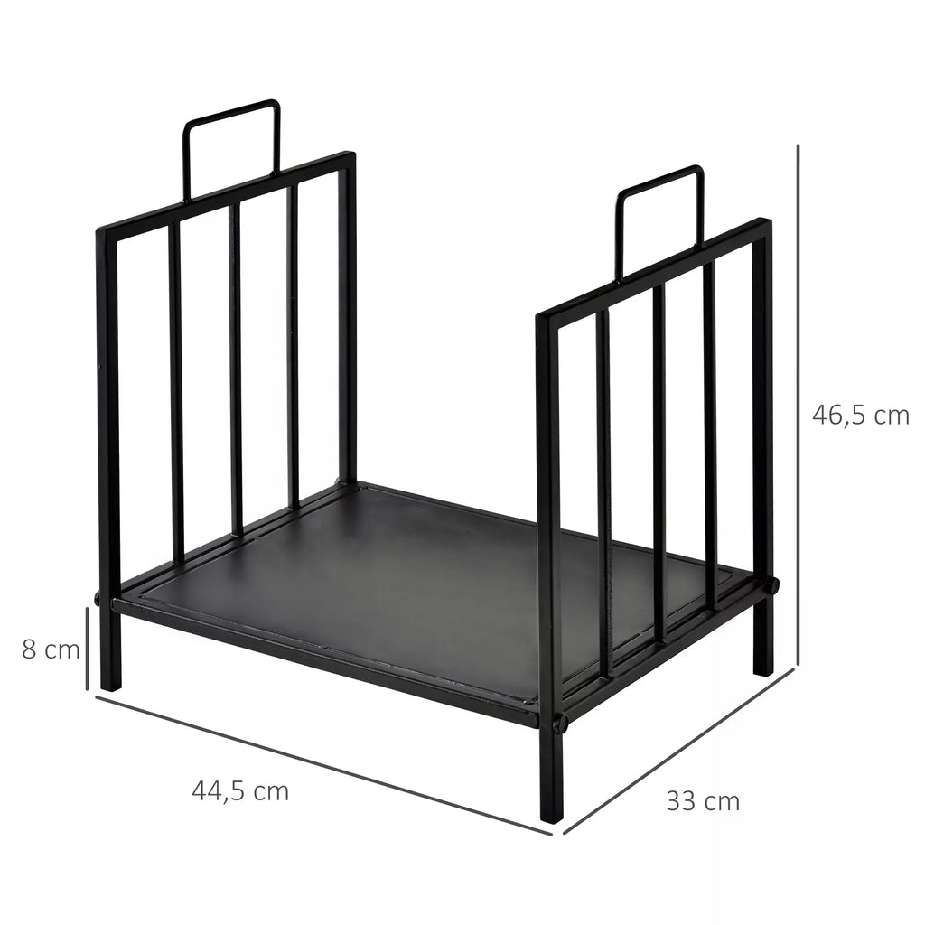 Kaminholzregal für innen 44,5 x 33 x 46,5cm Brennholzregal mit Griffe für Feuerholz, Brennholz Metall Schwarz
